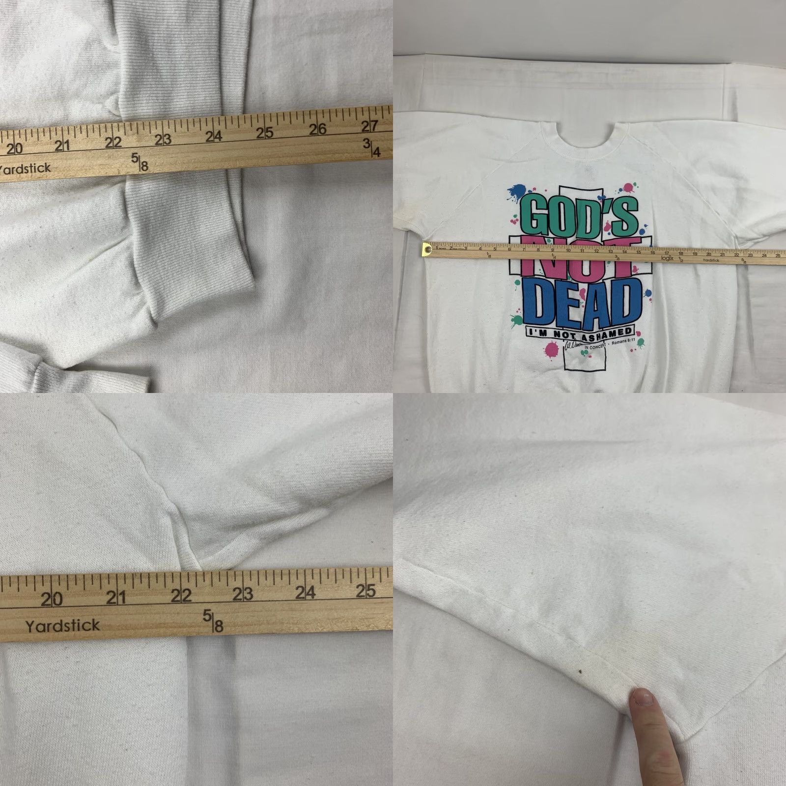 Fruit Of The Loom VINTAGE Gods Not Dead Concert Sweatshirt Men XL White 90s 90s Religion Al Denson Pullover Crew Neck Fruit of the Loom Sweatshirt Mens VINTAGE Size US XL / EU 56 / 4 - 8 Thumbnail