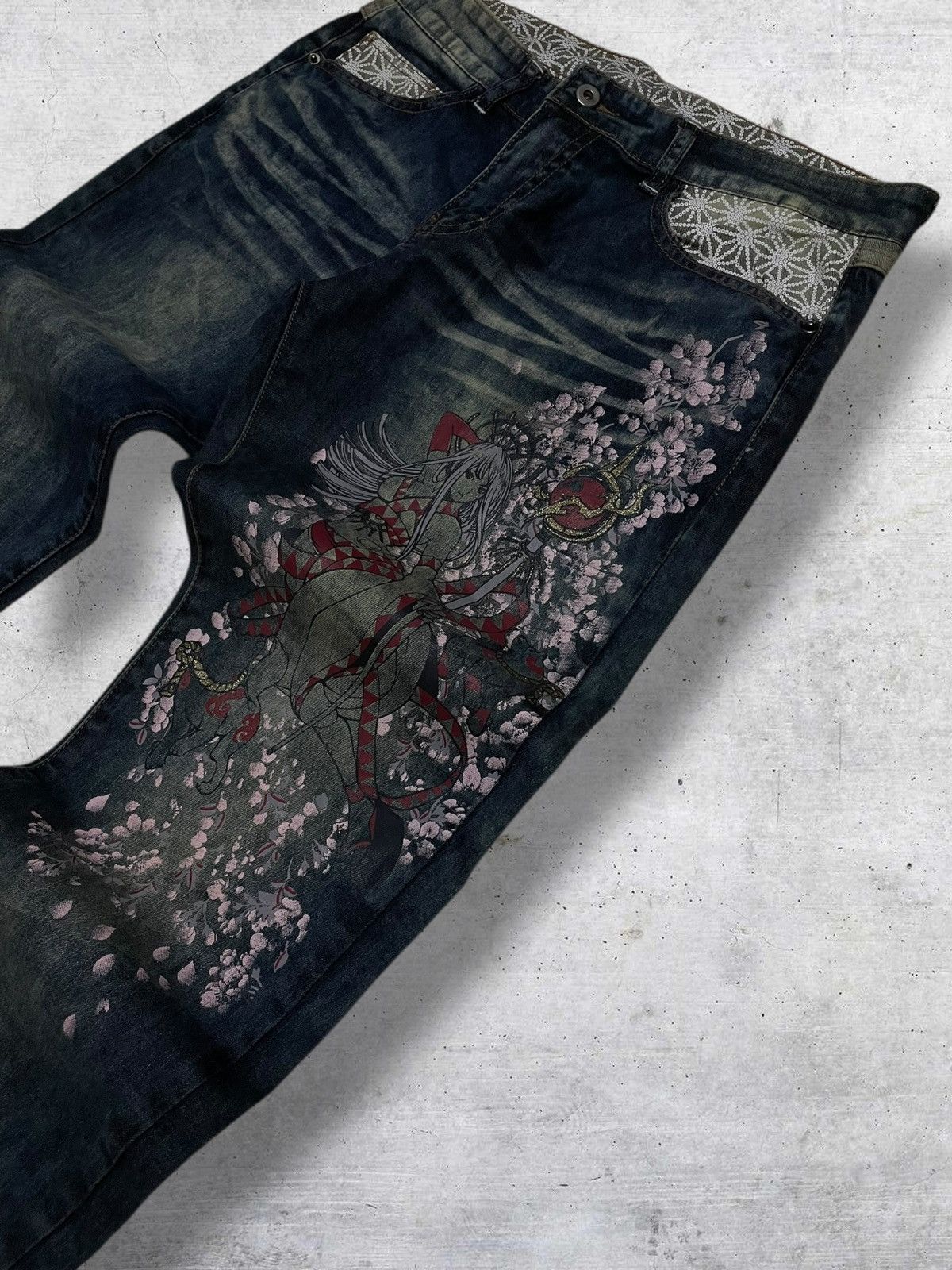 Beauty Beast VINTAGE GOD TRADITION JAPAN PRINCESS YAKUZA STEAMPUNK DENIM Size US 32 / EU 48 - 8 Thumbnail