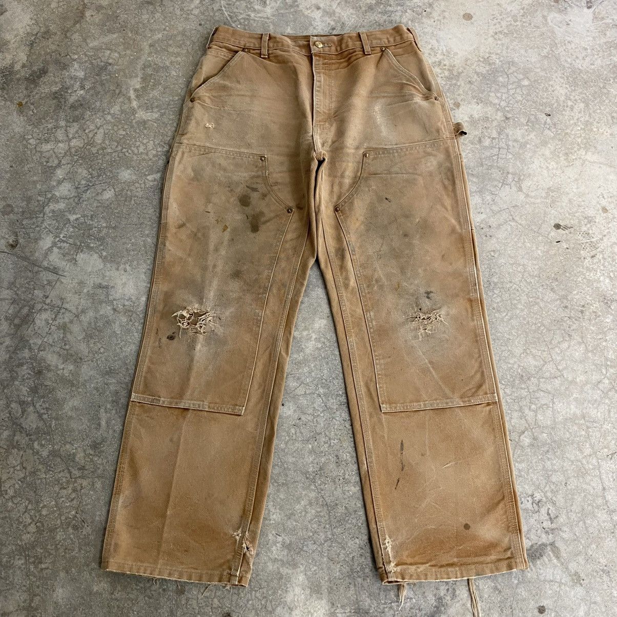 Carhartt Vintage Carhartt Double Knee Faded Tan Carpenter Pants Size US 34 / EU 50 - 2 Thumbnail
