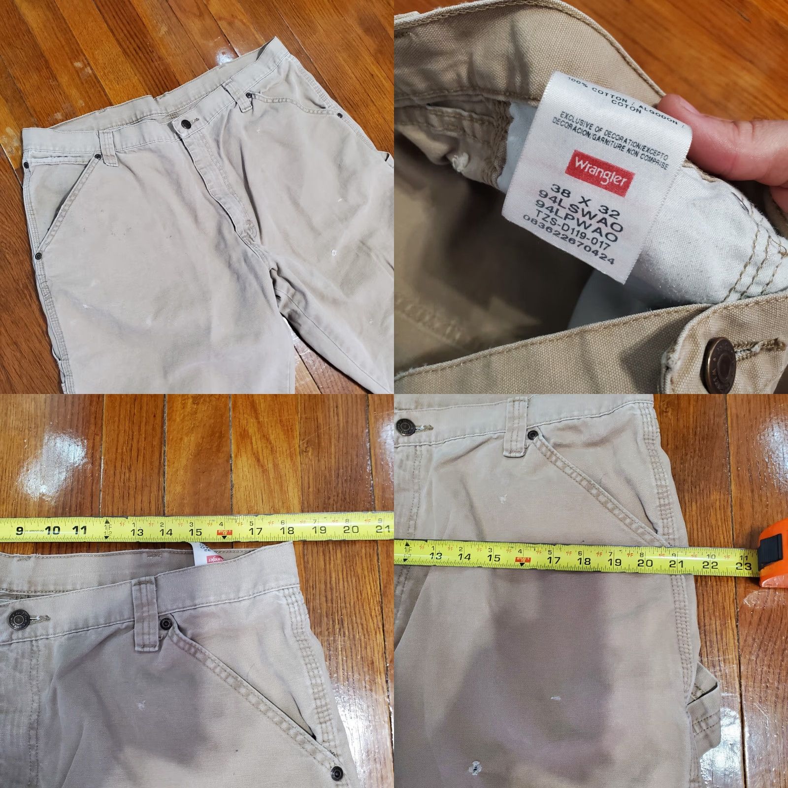 Wrangler VINTAGE Wrangler Carpenter Pants Men's 38x32 Distressed Brown 5-Pocket Utility Workwear Jeans Size US 38 / EU 54 - 8 Thumbnail