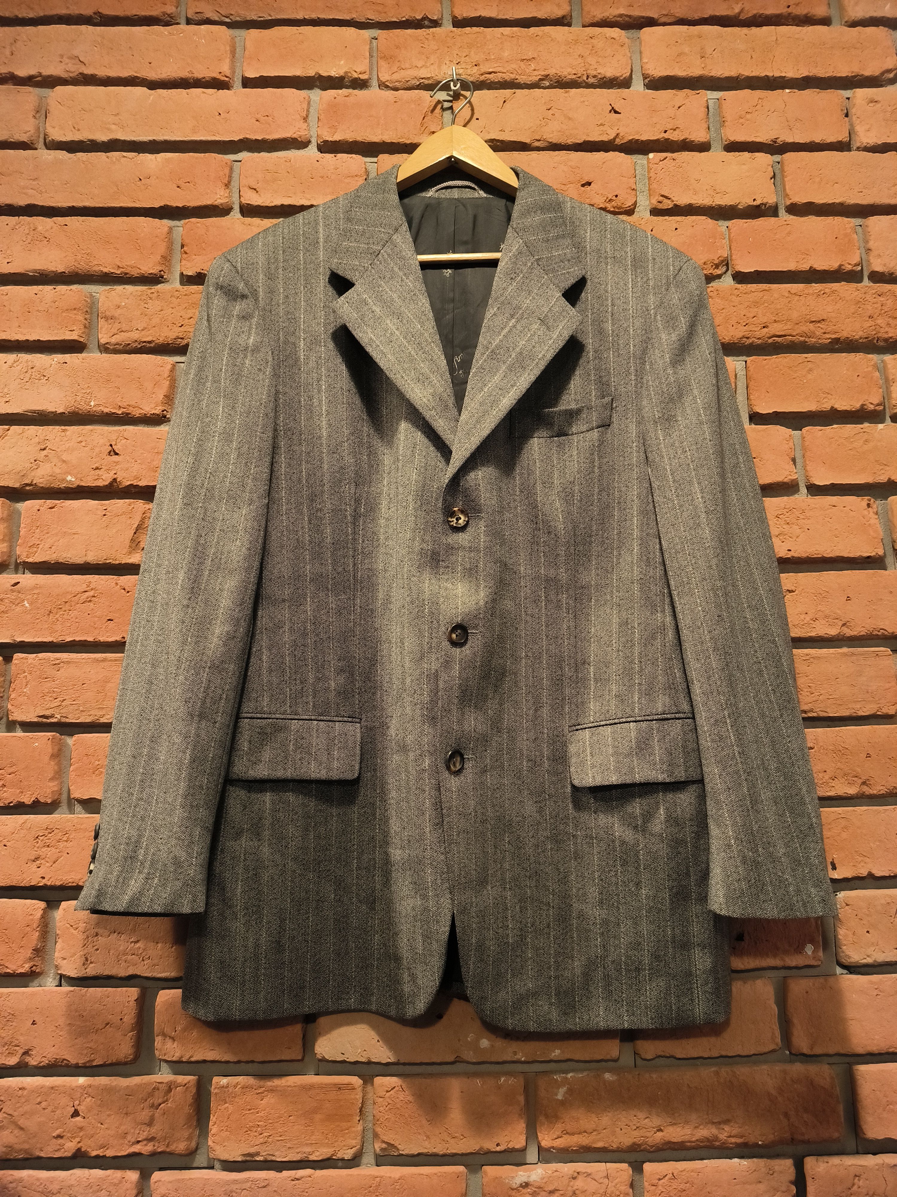 Designer Van Laack Suit Jacket Wool Monogram Multi Logo Striped Size 52S - 1 Thumbnail