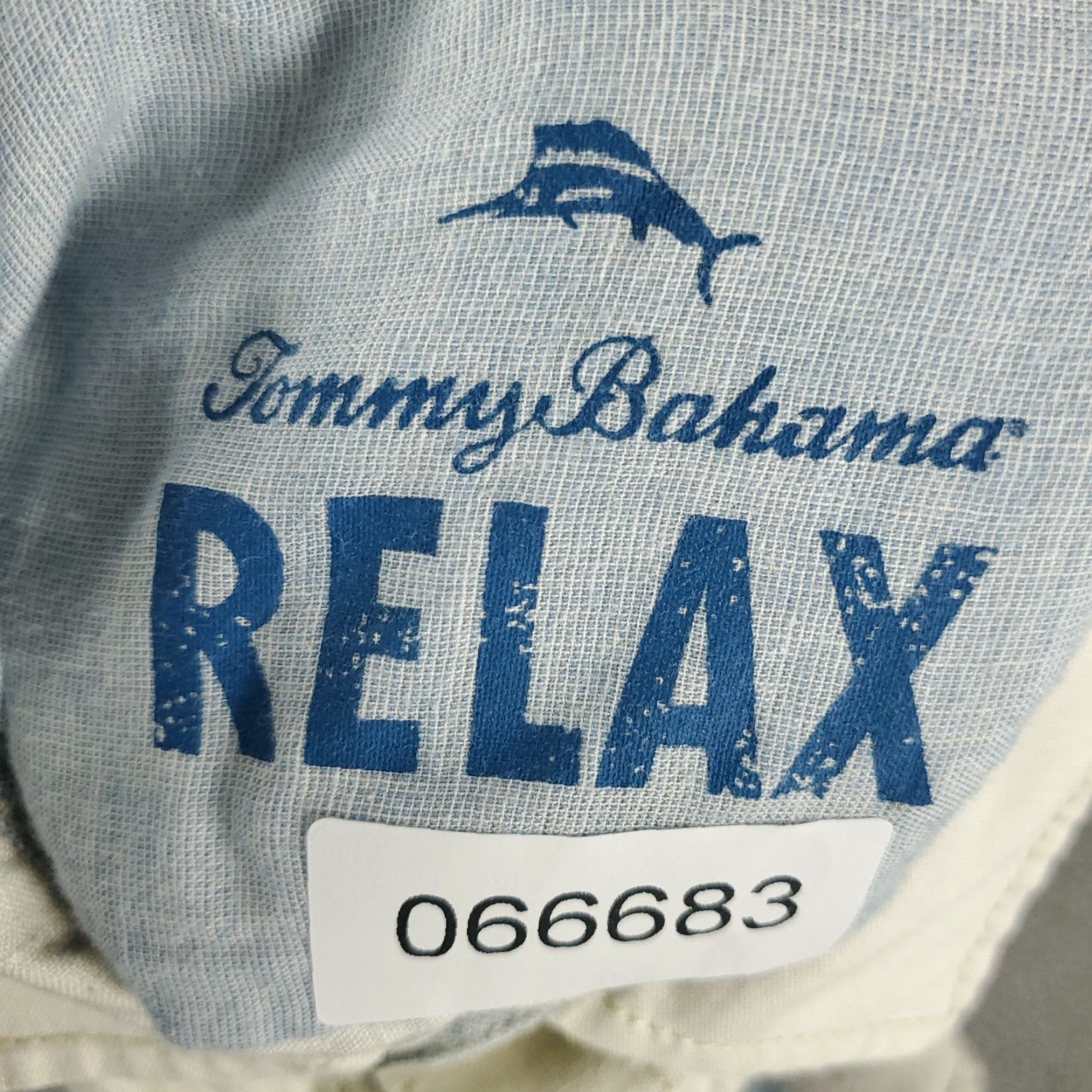 Tommy Bahama Tommy Bahama Shirt Mens Large Off-White Blue Linen Hawaiian Button Up Size US L / EU 52-54 / 3 - 8 Thumbnail