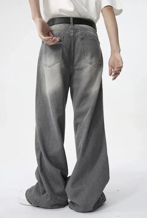 Japanese Brand Men Distressed Straight Wide Leg Contrast Jean Size US 33 - 4 Thumbnail