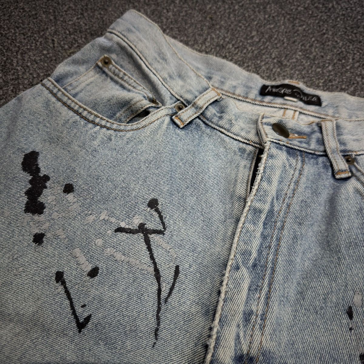 Hysteric Glamour Vintage 90s Japanese Crazy Distressed Splash Paint Denim Y2K Size US 29 - 13 Thumbnail