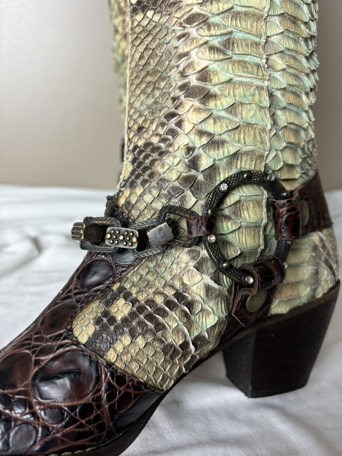 Vintage Real animal skin leather high vintage boots Cossacks Size US 6 / IT 36 - 11 Thumbnail