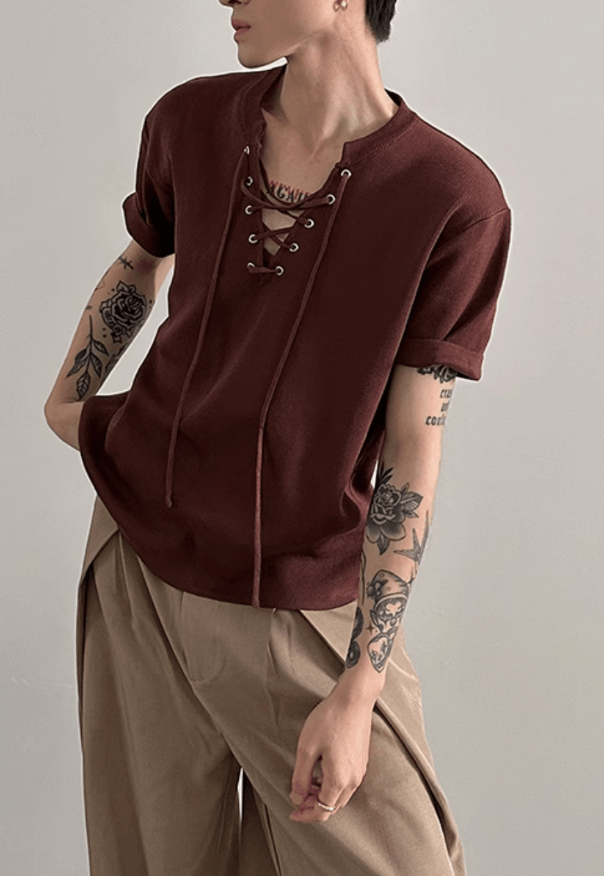 Other Men’s drawstring neckline knitted T-shirt Size US M / EU 48-50 / 2 - 5 Thumbnail