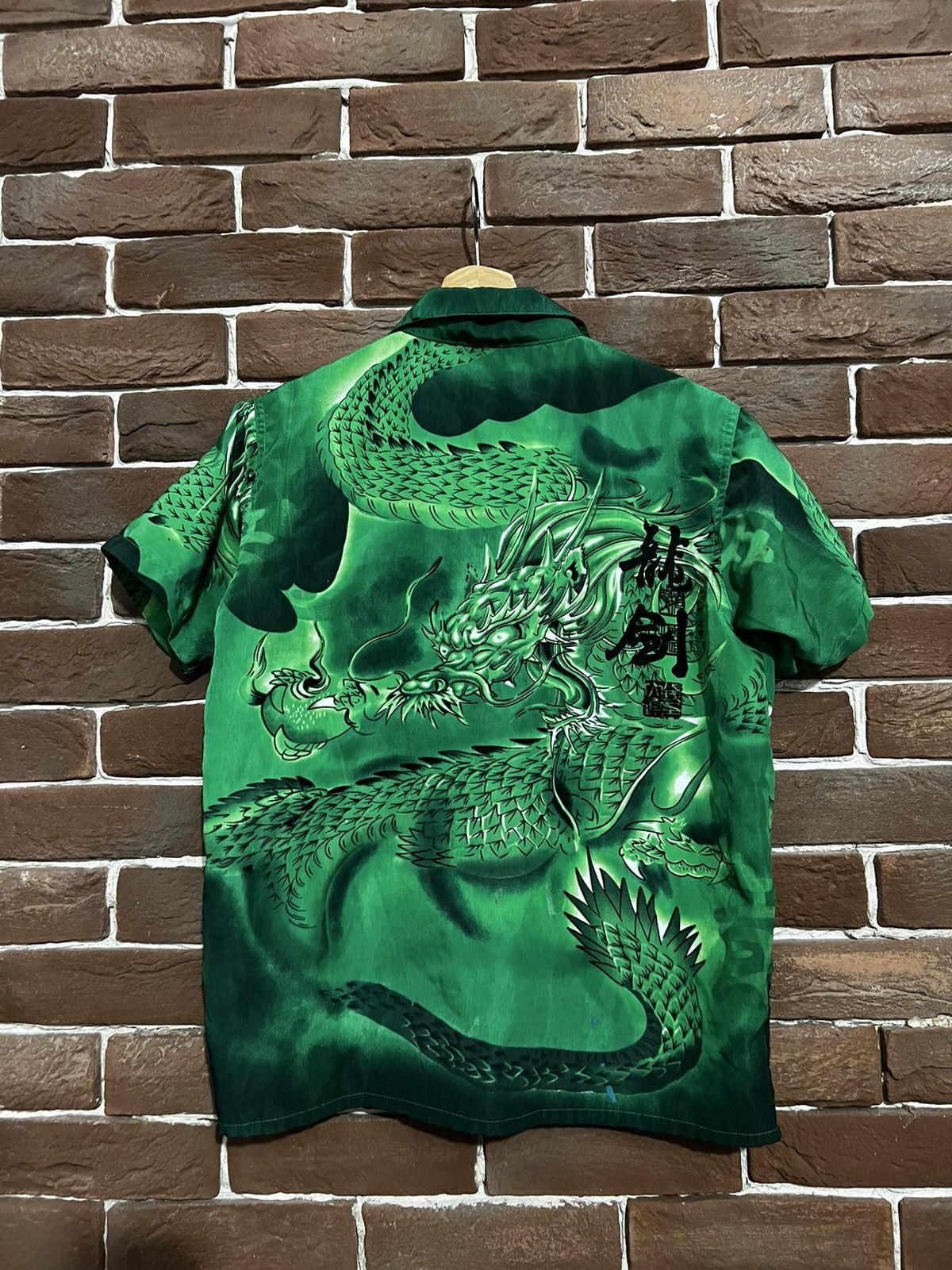 Japanese Brand Vintage Y2k Dragon Flames Drip Button Up Shirt Lik Prada Y2k Size S / US 4 / IT 40 - 2 Thumbnail
