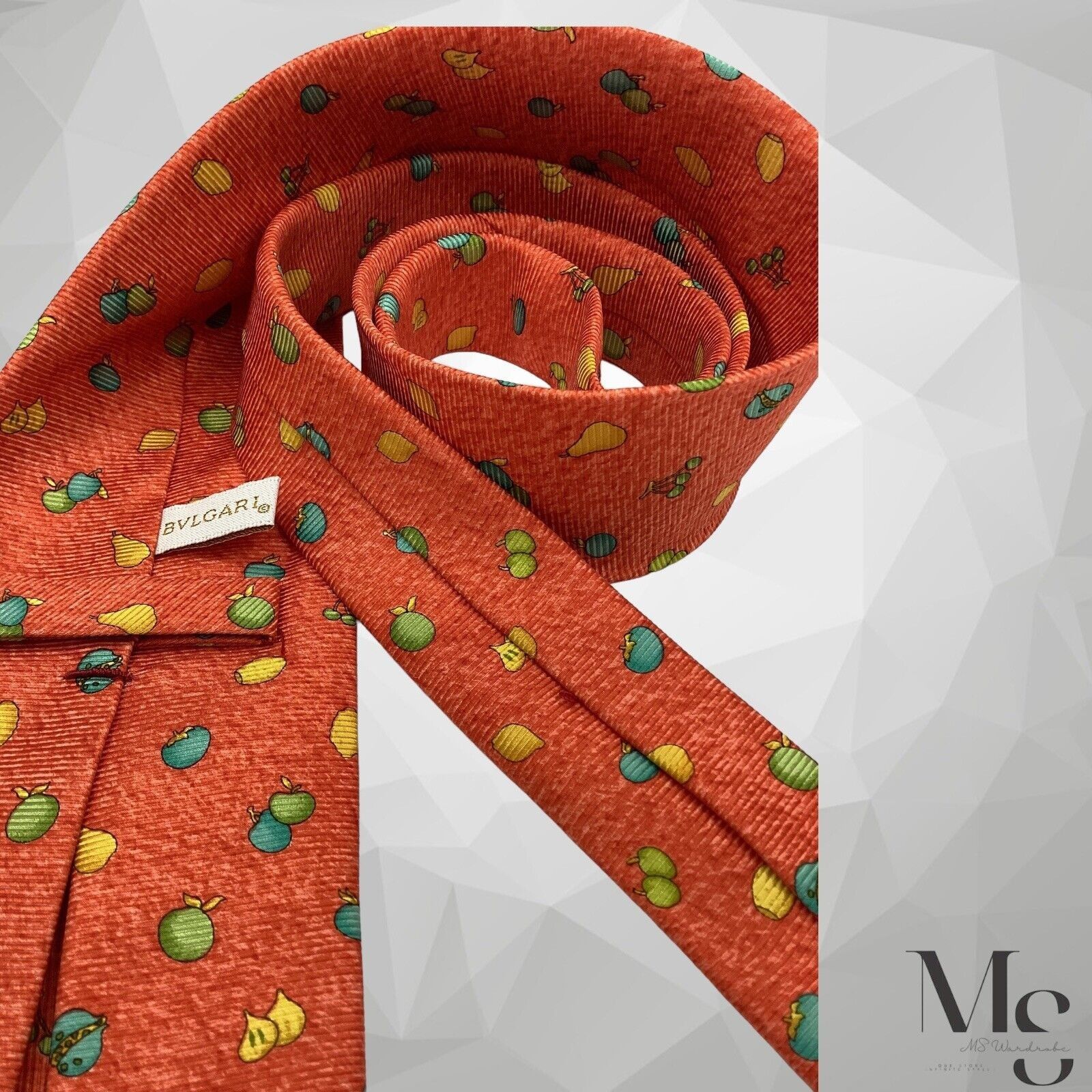 Bvlgari BVLGARI 7Fold By Davide Pizzigoni Orange Fruit Print Silk Ti Size ONE SIZE - 8 Thumbnail