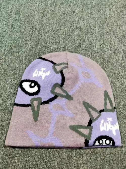 Other Spike Balls Graphic No Cuff Knit Beanie Hat Grey Size ONE SIZE - 2 Thumbnail