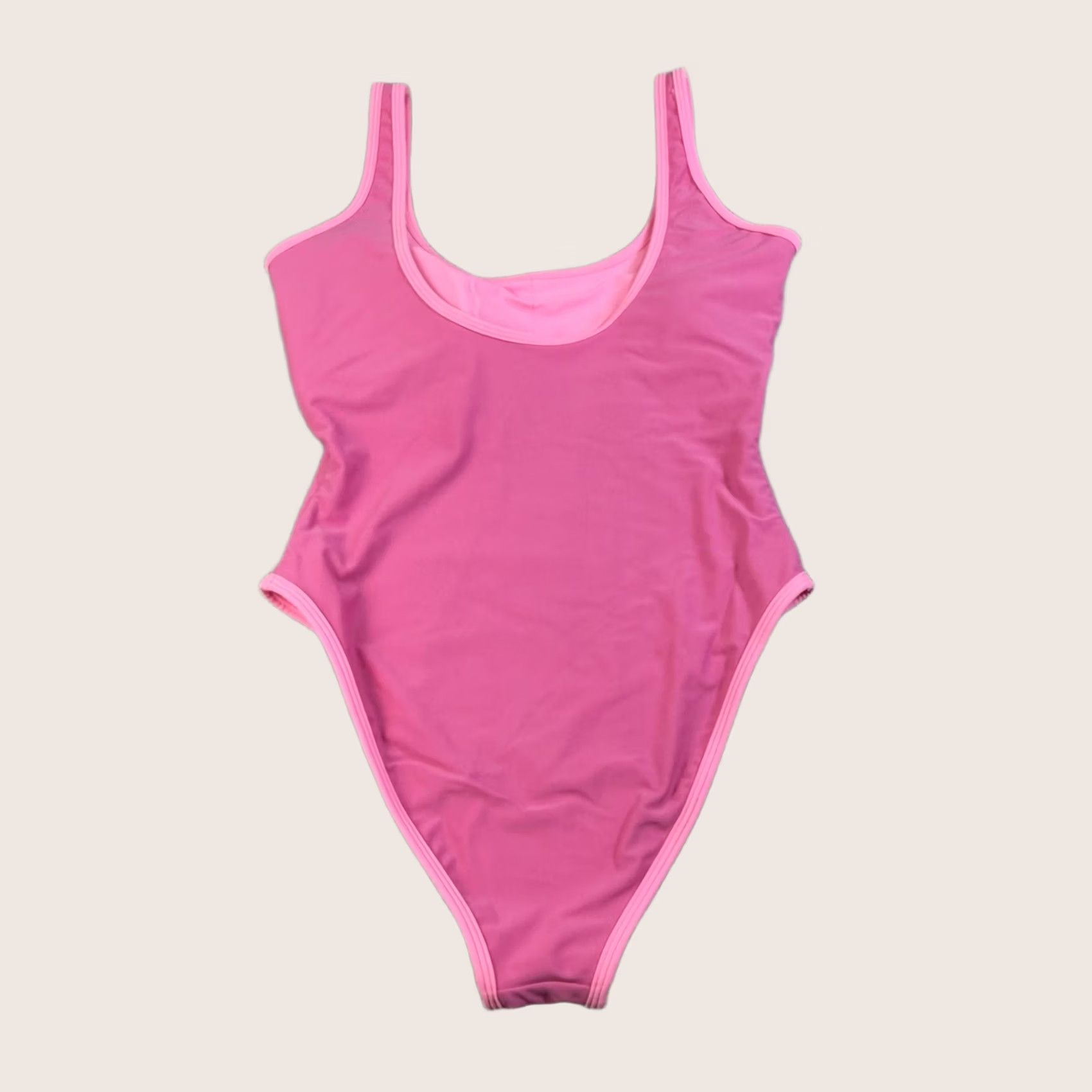 Vintage 93 Play Street Womens XL One Piece Swimsuit Pink Tank Scoop Neck High Leg Beach Holiday Retro Size ONE SIZE - 1 Thumbnail
