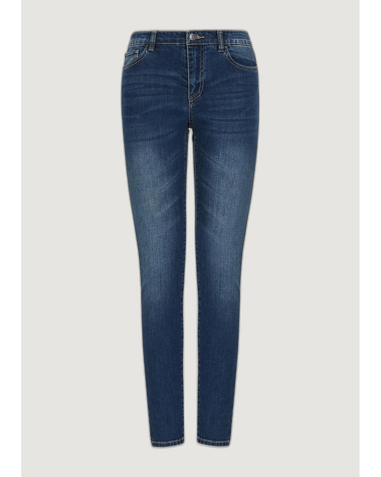 image of Armani Exchange Plain Cotton Blend Jeans With Zip And Button Fastening in Blue, Women's (Size 26)