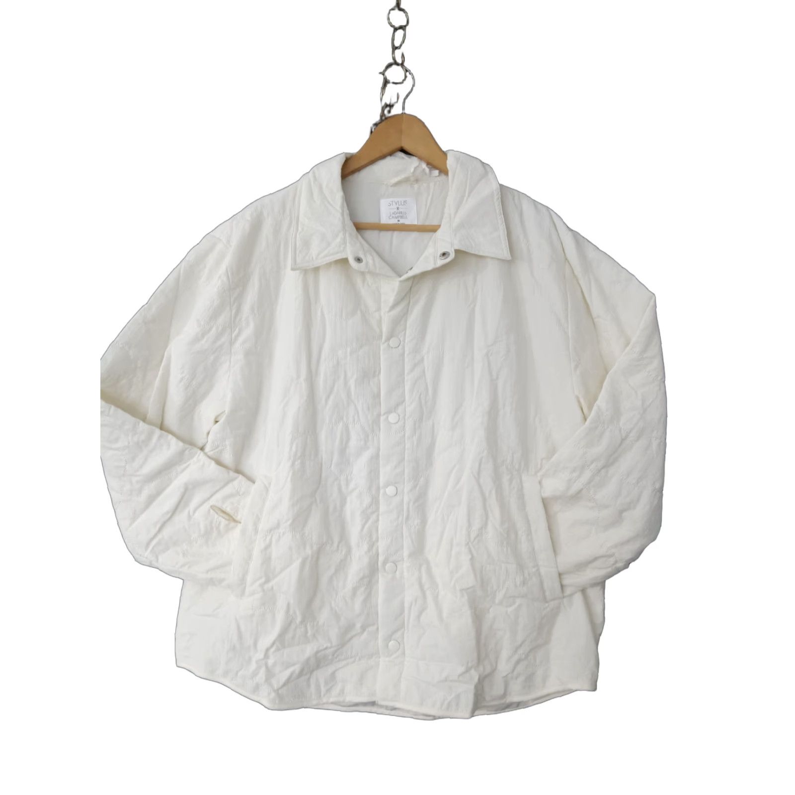Vintage Stylus Jacket Mens M Ivory Pockets LaDarius Campbell Designer Rain Coat Mid-Length Nylon Snap Button-Down Casual Fall Winter Style: Rain Coat Size US M / EU 48-50 / 2 - 1 Thumbnail