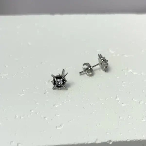 Other 925 Silver Plated CZ Star Stud Earrings for Men Women Size ONE SIZE - 3 Thumbnail