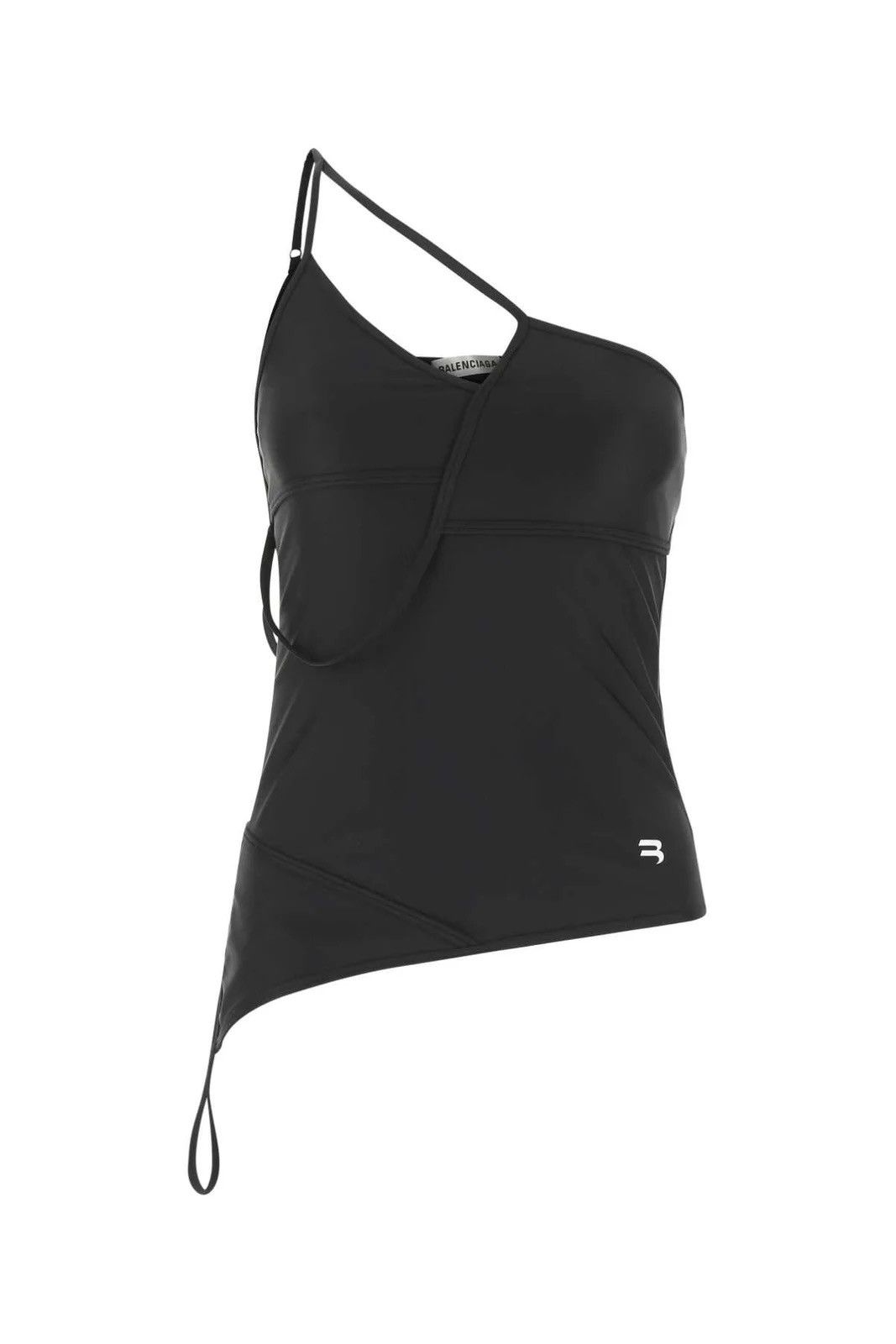 image of Balenciaga Asymmetric Strap Detail Camisole in Black, Women's (Size Medium)