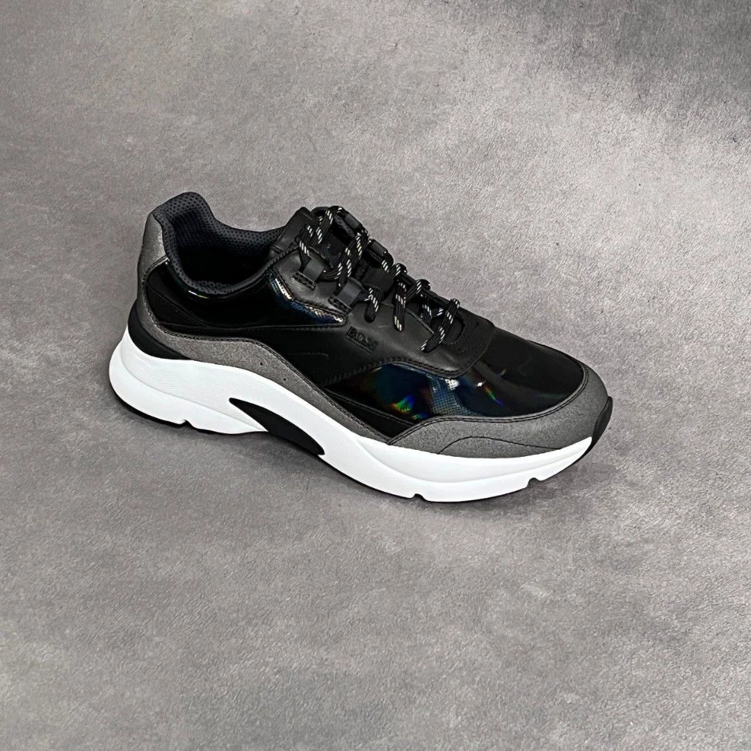 Hugo Boss HUGO BOSS Black Leather Paneled Thick Sole Sneakers Size US 7 / EU 40 - 6 Thumbnail