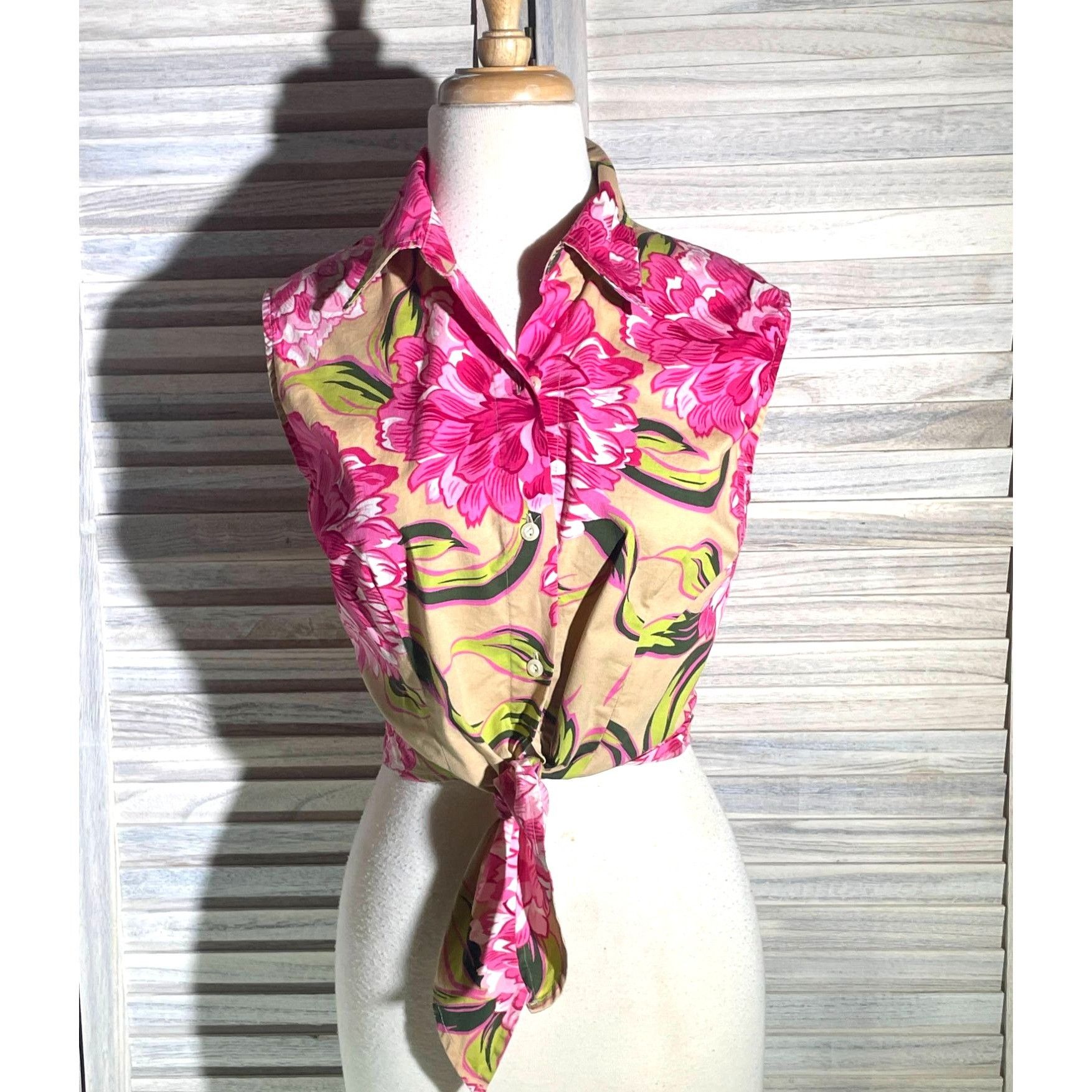 Other NY&Co Lg Tropical Tie Front Top Size L / US 10 / IT 46 - 6 Thumbnail