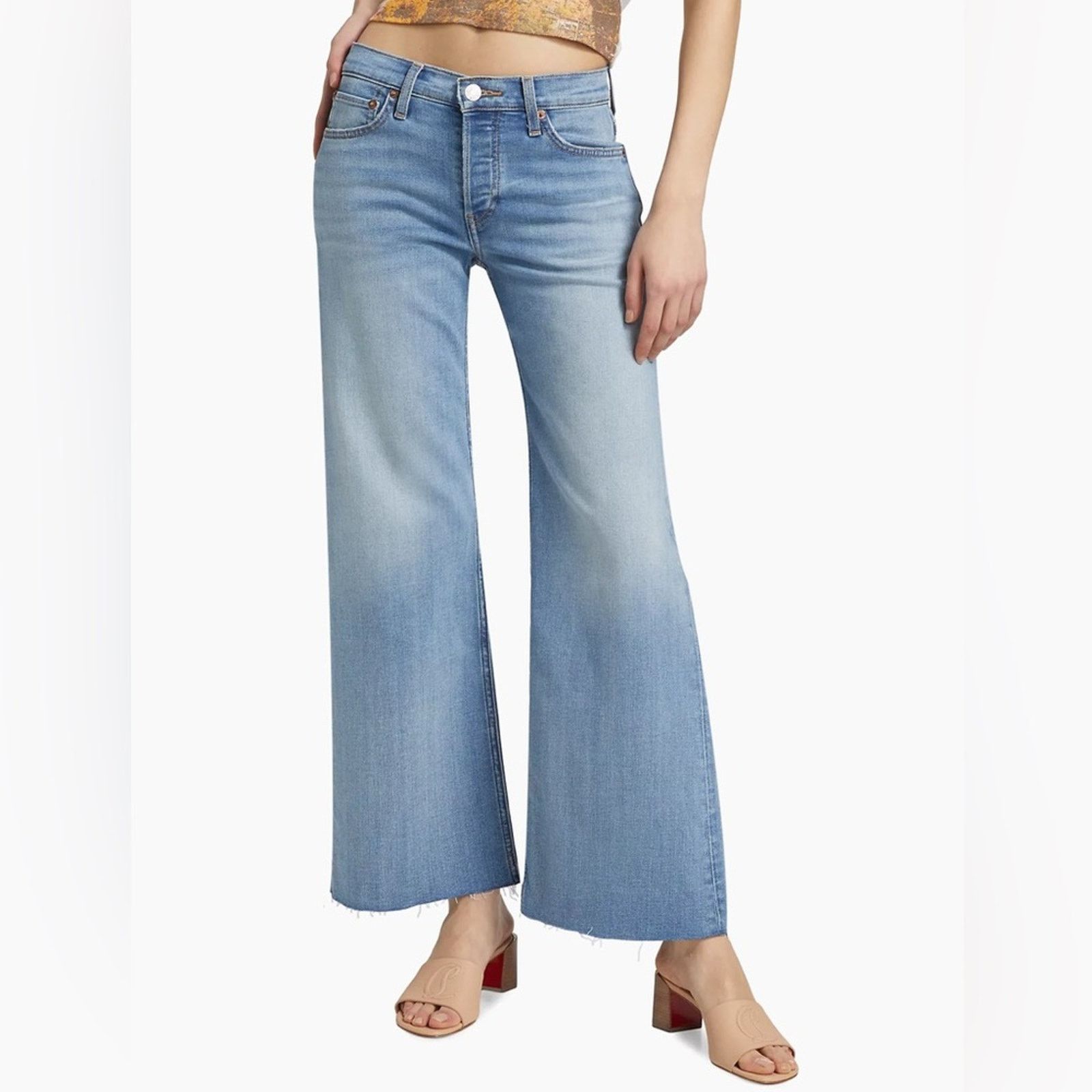 RE/DONE NEW - re/done Crop Wide-Leg Mid-Rise Jeans - Sz 24 - $295 Size 24" / US 00 / IT 34 - 1 Thumbnail