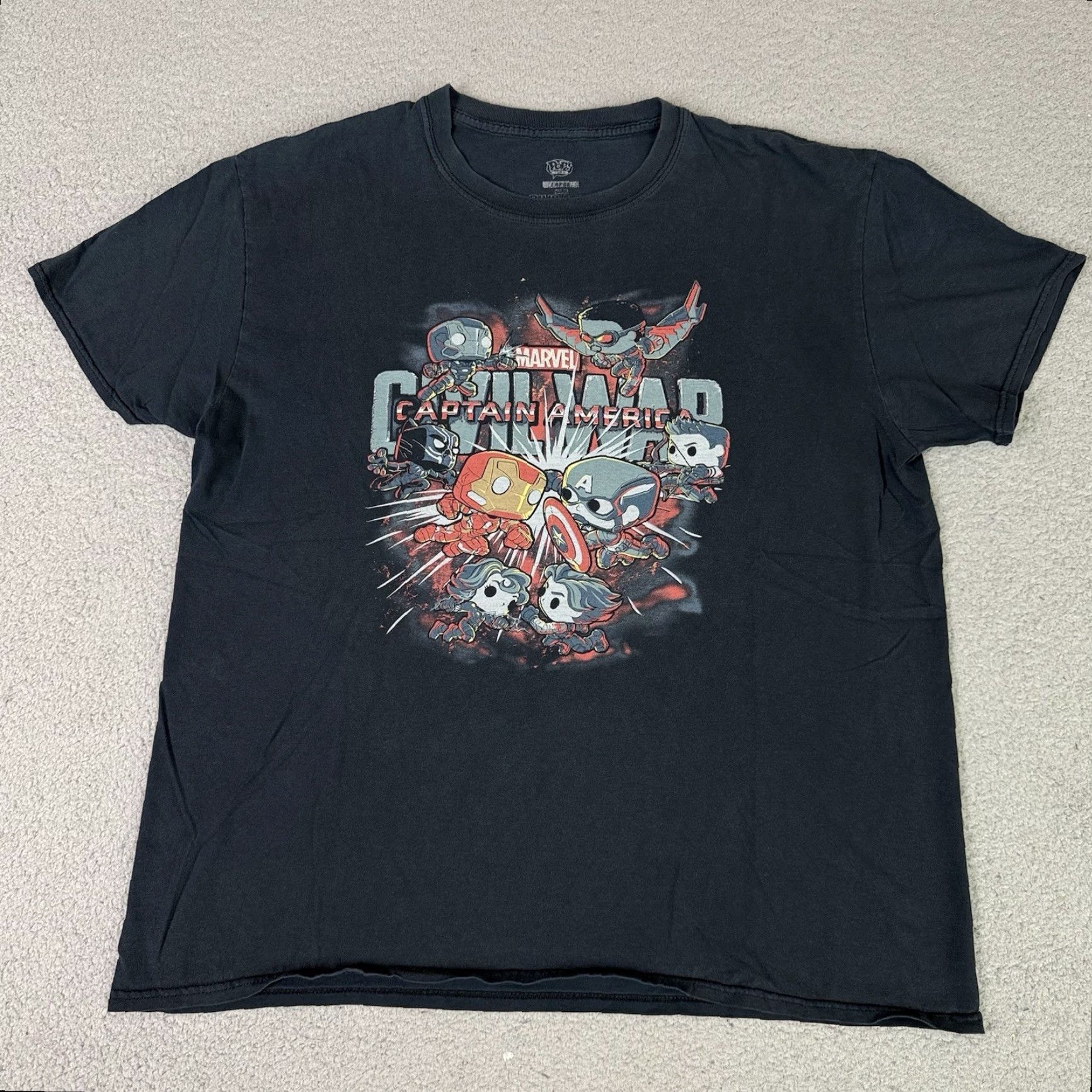 Vintage Marvel Captain America Shirt Mens Large Black Funko Pop Civil War Rare Size US L / EU 52-54 / 3 - 2 Thumbnail