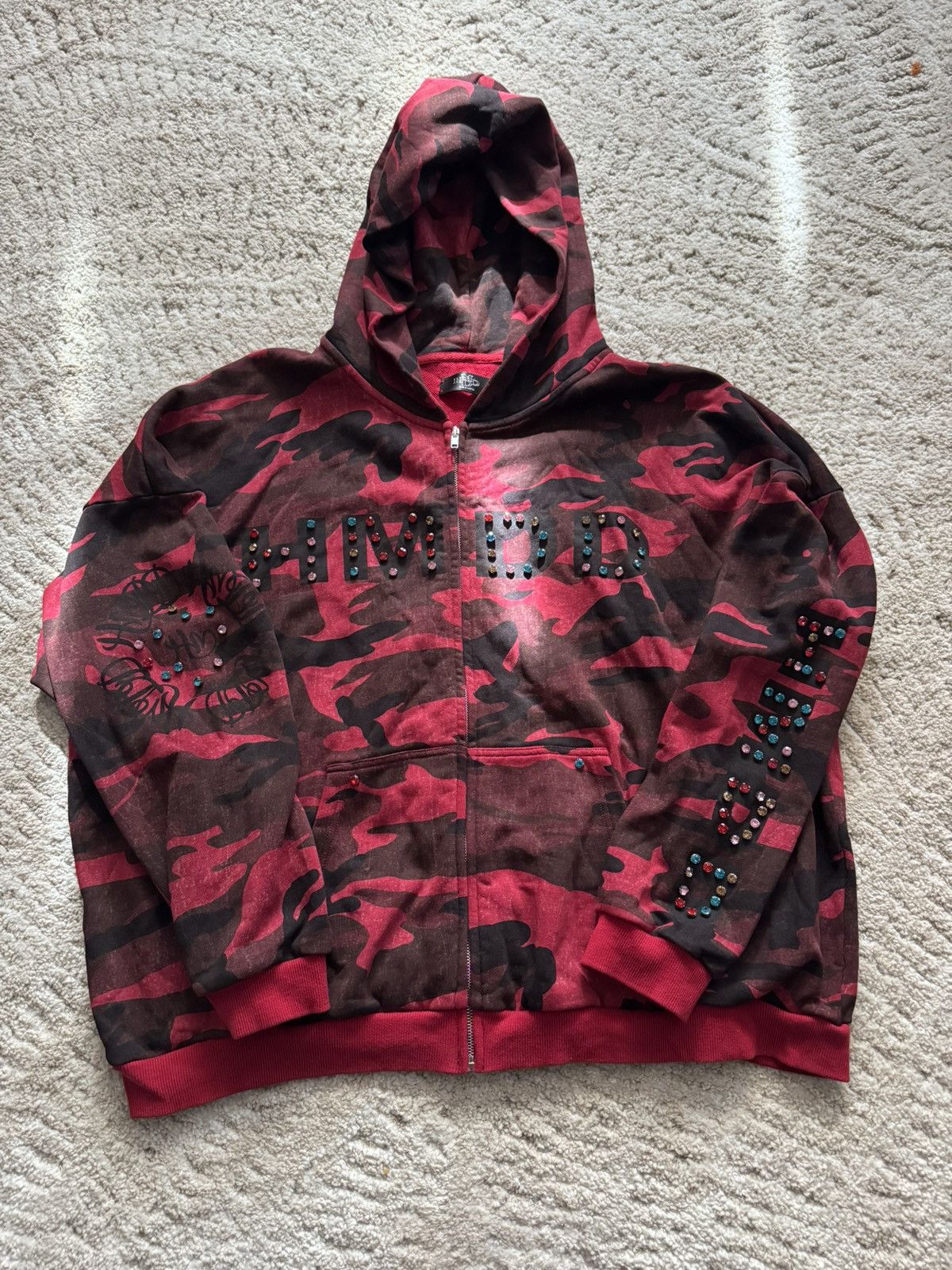 HMDD Red Camo Rhinestone Hoodie