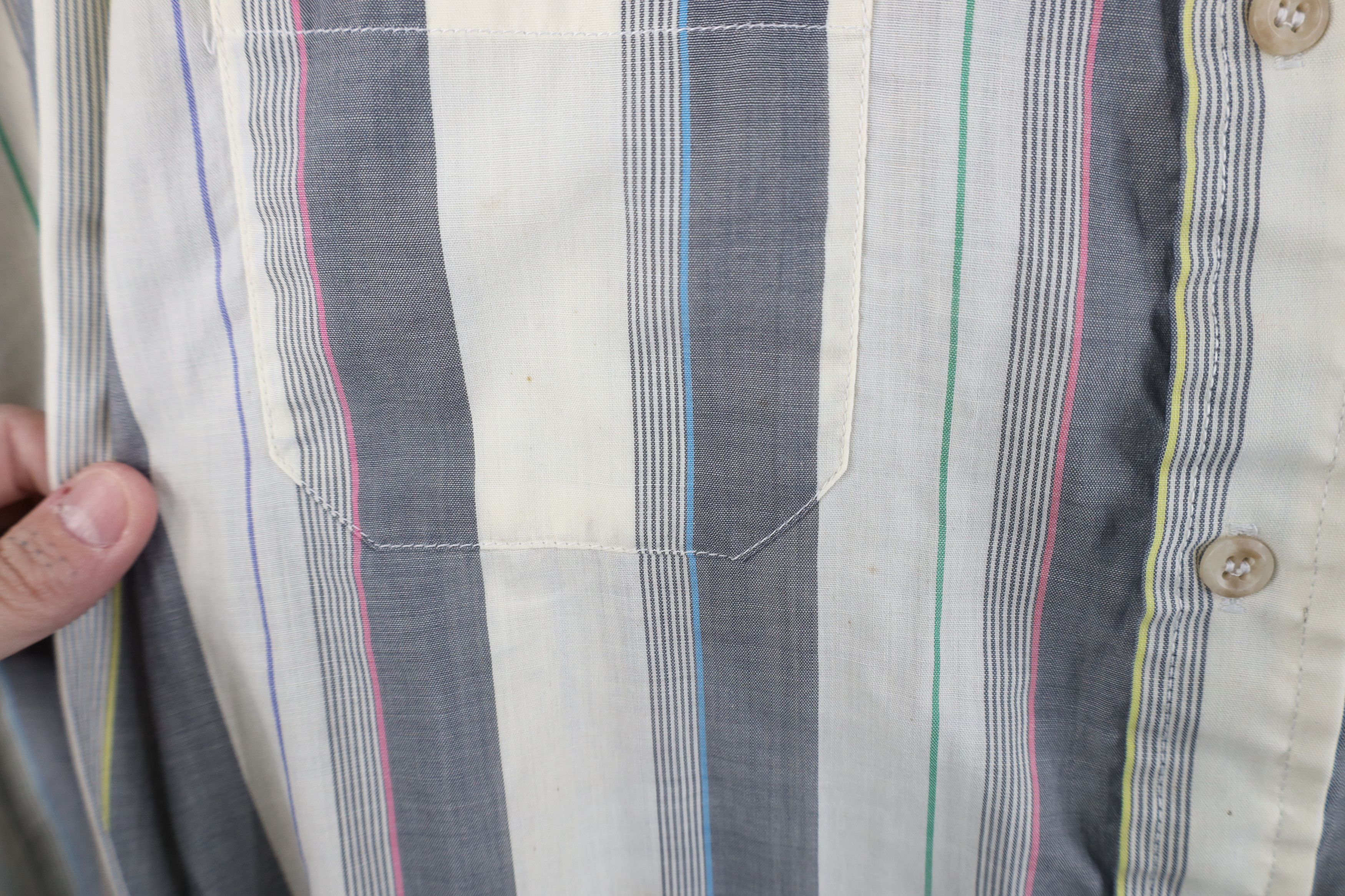 Vintage Vintage 90s Streetwear Sheer Rainbow Striped Button Shirt Size US XL / EU 56 / 4 - 4 Thumbnail