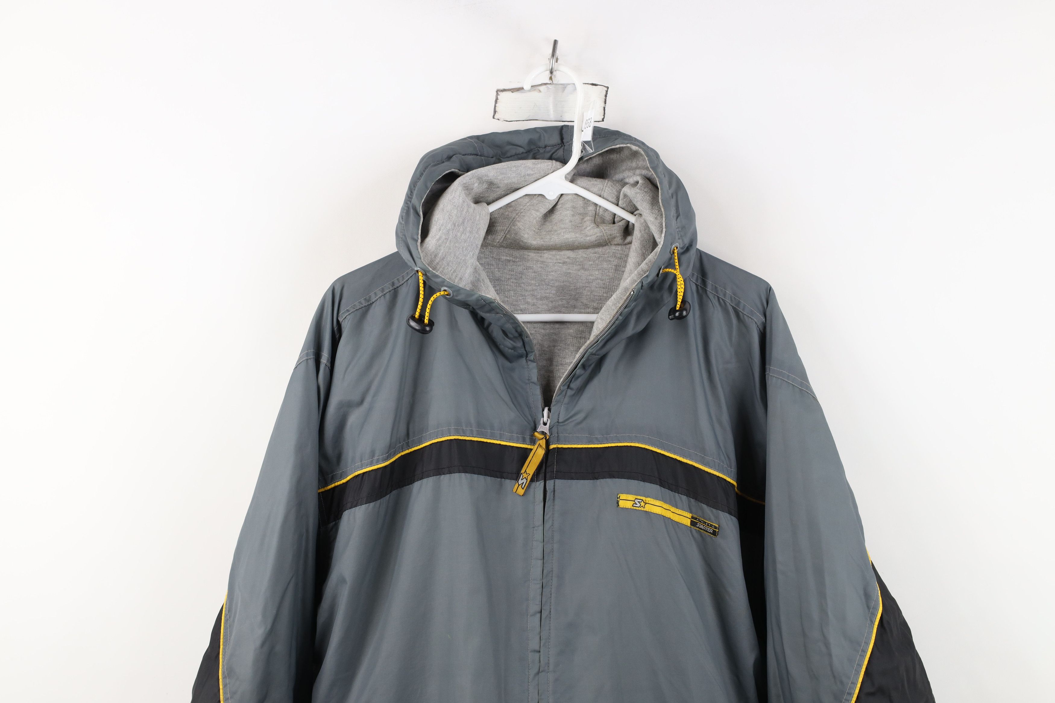 Starter Vintage 90s Starter Reversible Lined Hooded Jacket Gray Size US M / EU 48-50 / 2 - 2 Thumbnail