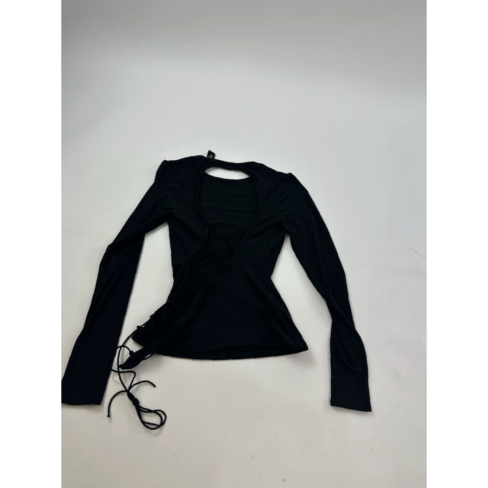 Vintage Windsor Shirt Women’s Small Black Open Back Strappy Tie Shirt Size S / US 4 / IT 40 - 2 Thumbnail