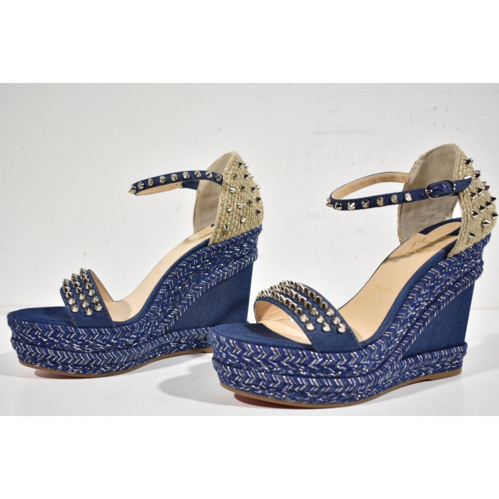 Christian Louboutin Madmonica 120 Blue Denim Platform Wedge Sandal Heel Pump 42 Size US 12 / IT 42 - 9 Thumbnail