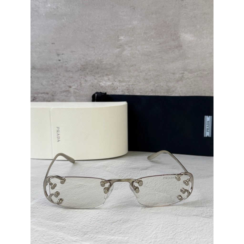 Prada NEW Prada PR C57S Sunglasses in Silver Clear Bluelight $815 Size ONE SIZE - 4 Thumbnail