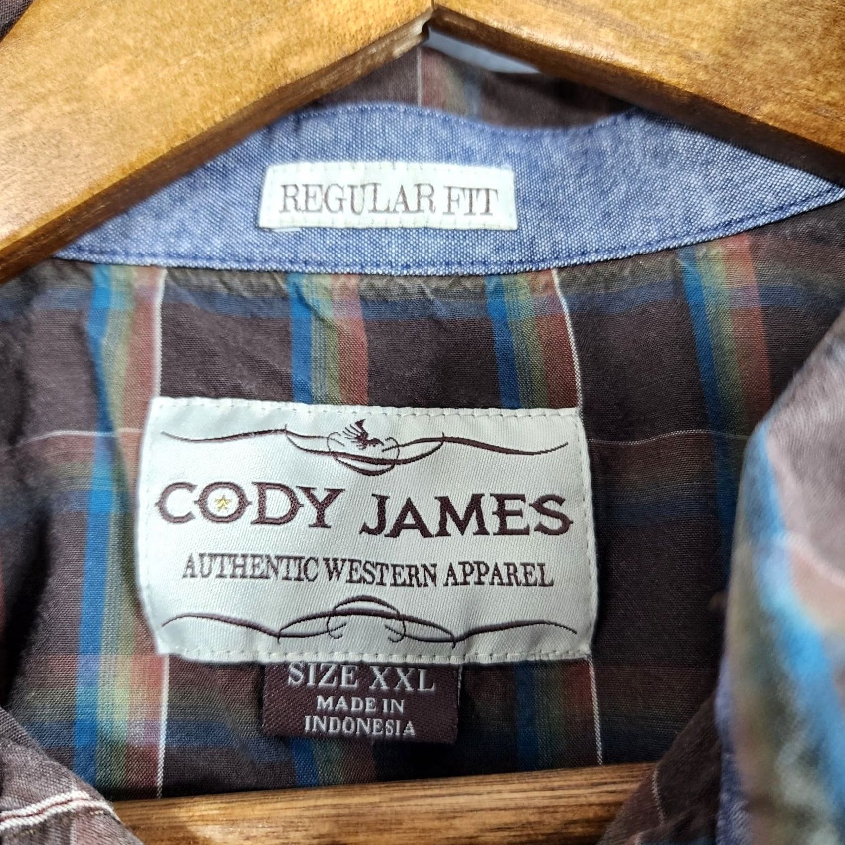 Cody James Cody James Mens Shirt XXL Regular Brown Pearl Snap Plaid Cotton Western HOLE Size US XXL / EU 58 / 5 - 3 Thumbnail