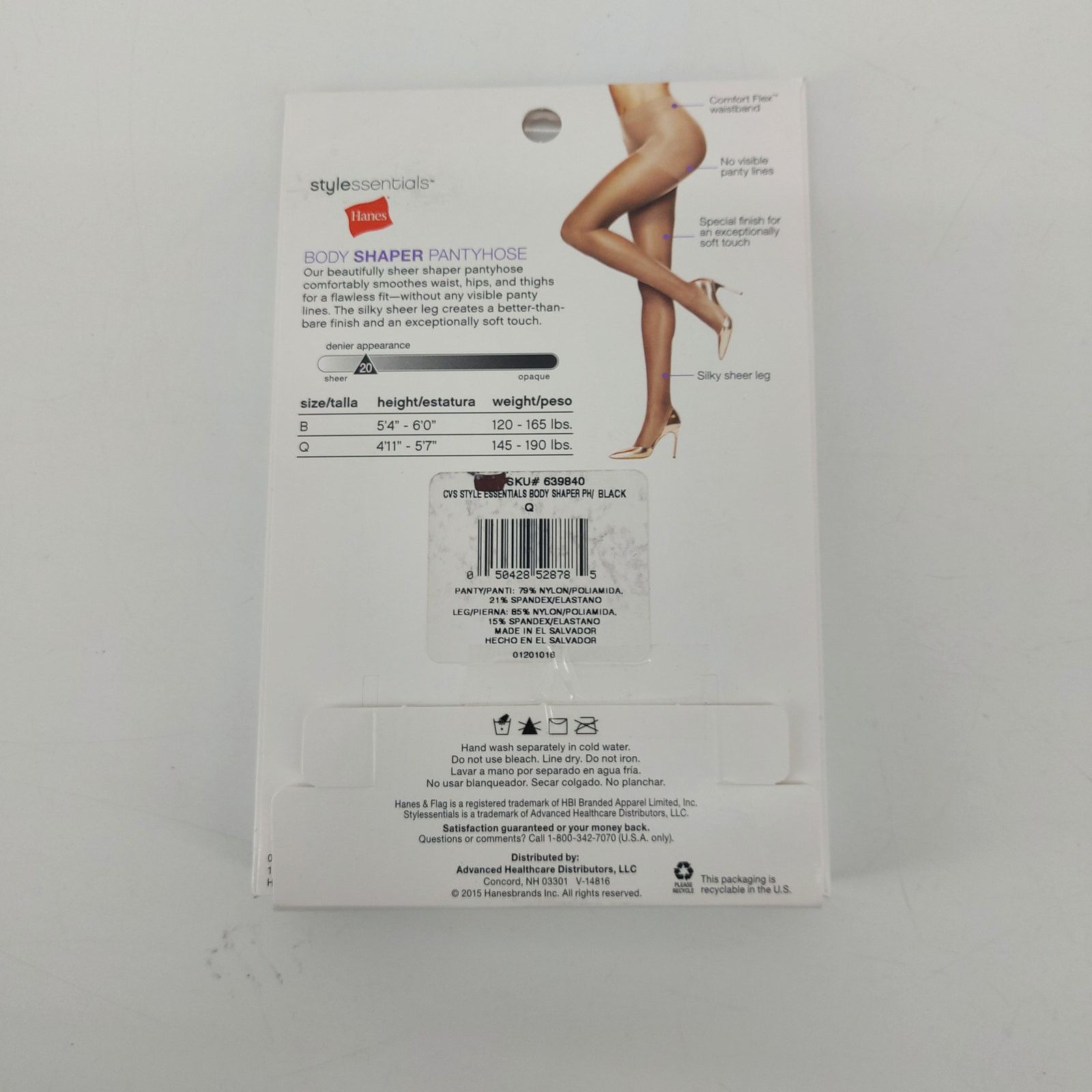 Hanes Hanes Black Q Stylessentials Body Shaper Pantyhose Silky Size ONE SIZE - 2 Thumbnail