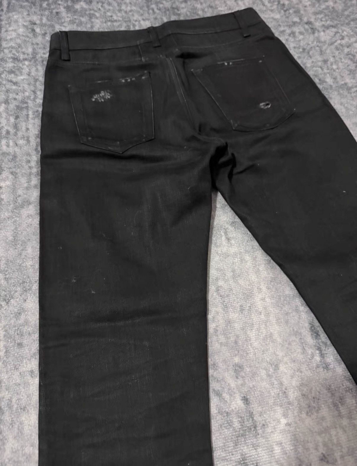Saint Laurent Paris SLP) 15FW Coated Waxed Heavy Distressed Denim Jeans Size US 29 - 4 Thumbnail