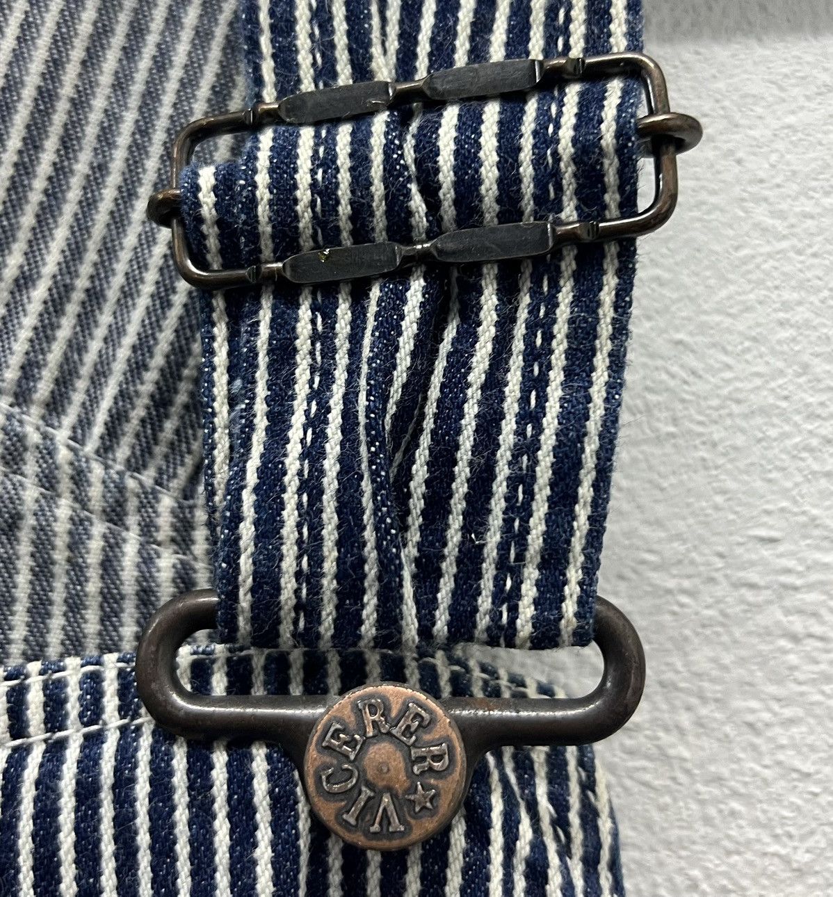 Japanese Brand × Vintage Vintage Vicerer Striped Denim Overalls - Size M Size US 31 - 7 Thumbnail
