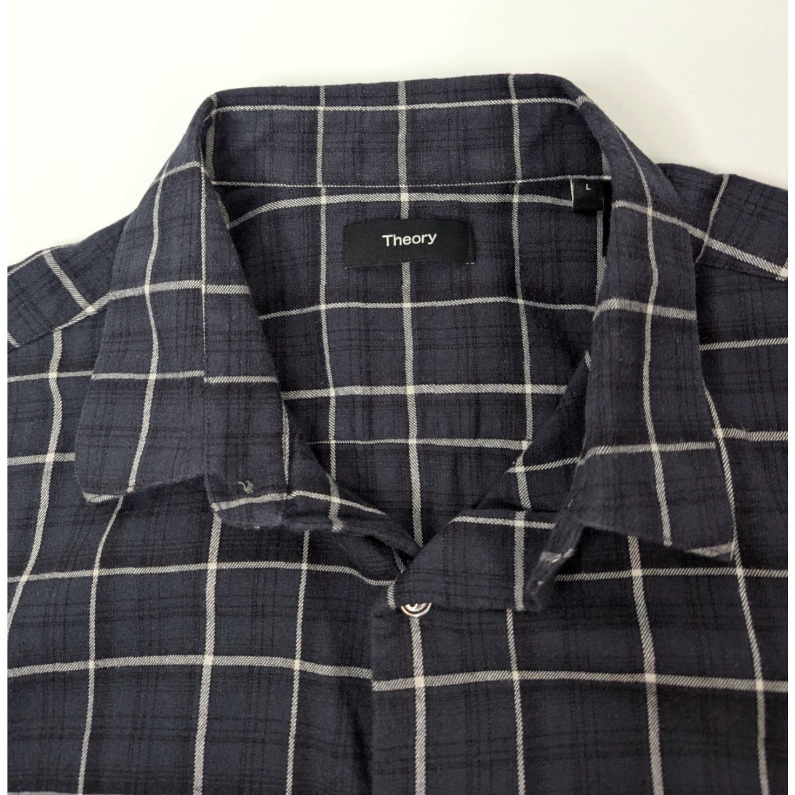 Theory Theory Button-Up Shirt Men Navy Plaid Lightweight Flannel Size L Size US L / EU 52-54 / 3 - 7 Thumbnail