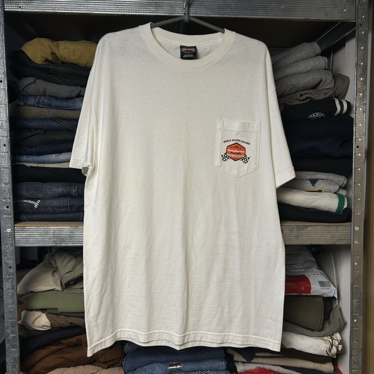 Harley Davidson Vintage Harley Davidson 2005 big fire logo white motorcycles Size US L / EU 52-54 / 3 - 6 Thumbnail