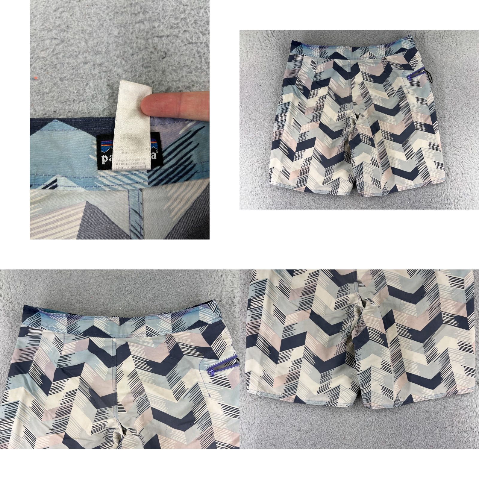 Patagonia Patagonia Bottom Mens 33 White Blue 100% Nylon Zipper Pockets Wavefarer Board Shorts Beach 90s Mens Size US 33 - 9 Thumbnail
