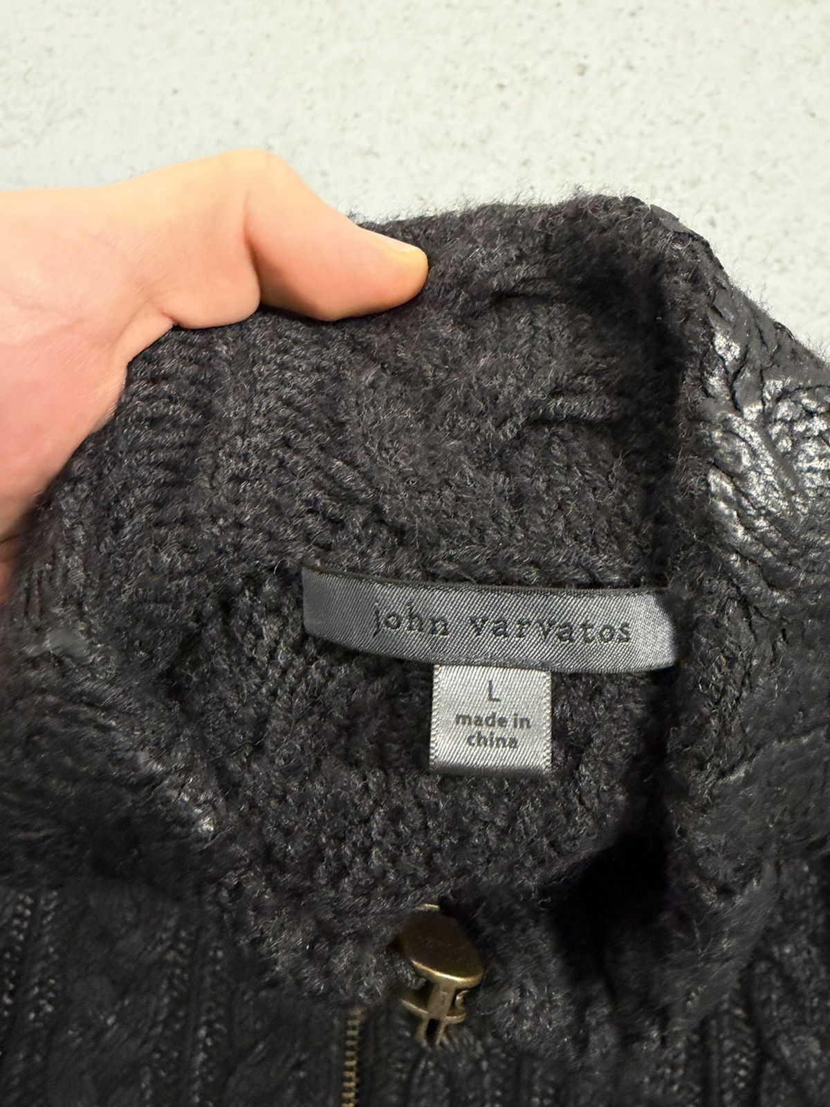 John Varvatos John Varvatos Fall 2015 Runway Foil Cable Knit Zip Sweater Size US L / EU 52-54 / 3 - 10 Thumbnail