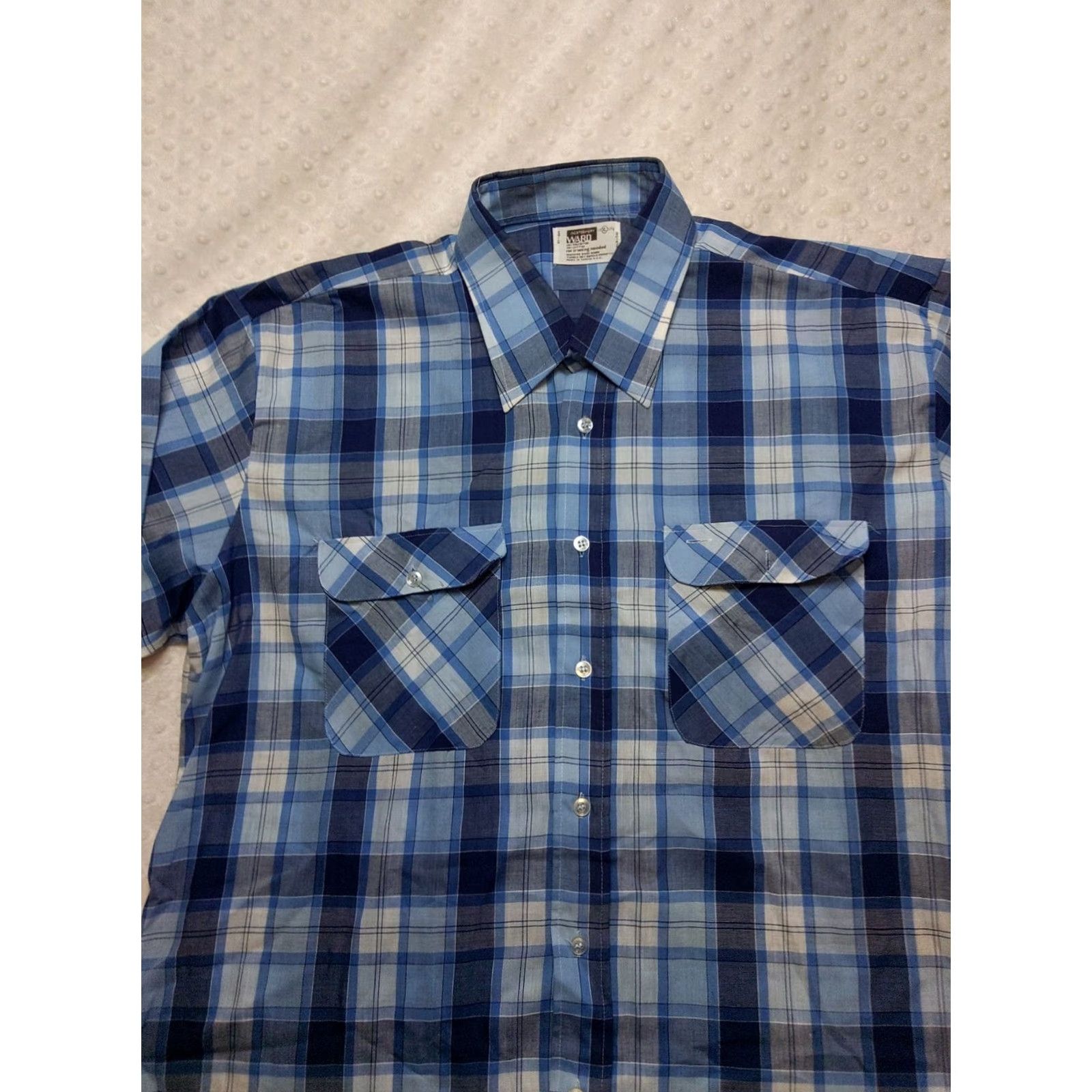 Vintage Montgomery Ward Plaid Work Shirt XL Blue 1980s Vintage Button-Front Cotton Blend Long Sleeve Mens Size US XL / EU 56 / 4 - 4 Thumbnail