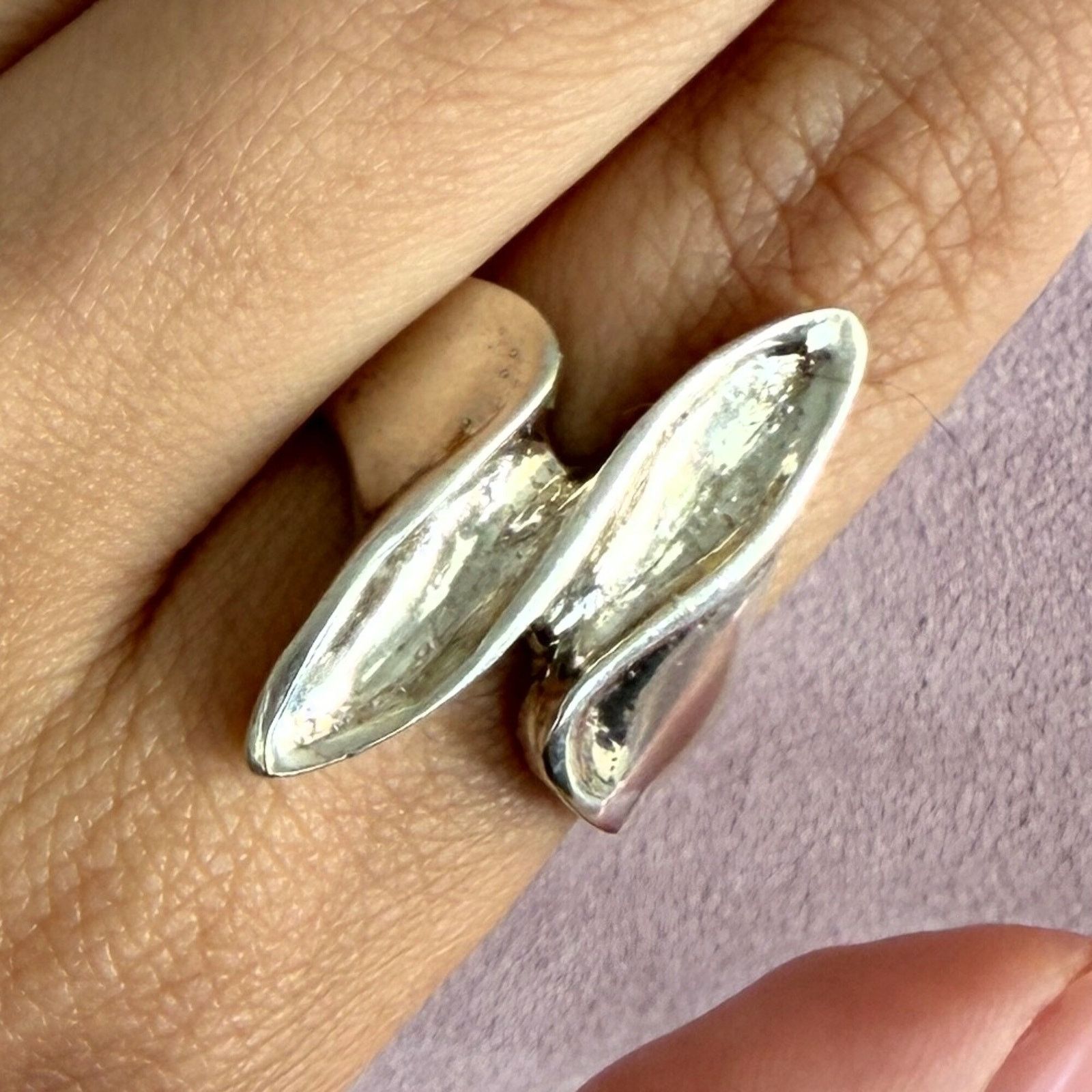 Sterling Silver sterling silver vintage unique elongated ring size 9.5 Size ONE SIZE - 1 Thumbnail