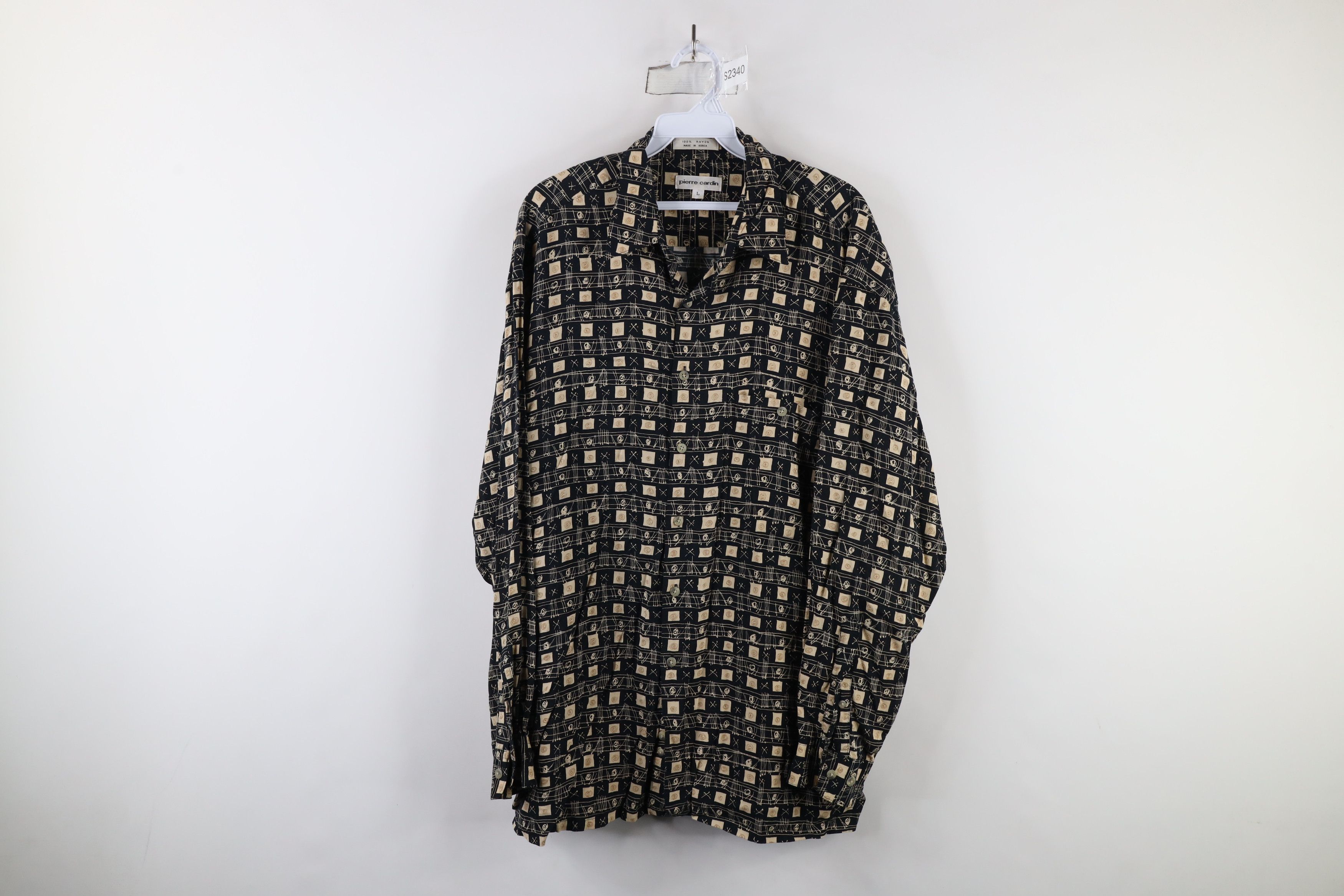 Vintage Vintage 90s Streetwear Geometric Long Sleeve Button Shirt Size US L / EU 52-54 / 3 - 1 Thumbnail