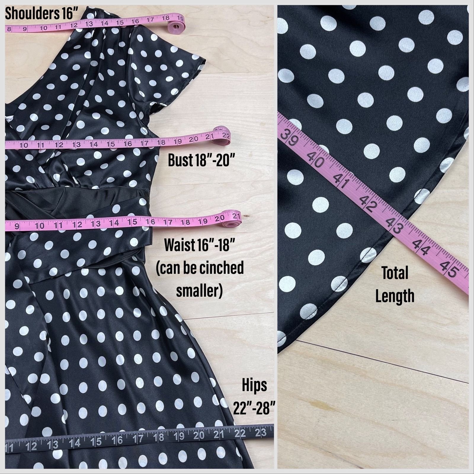 Vintage Vintage Y2K Black & White Polka Dot Tie Back Satin Dress Size M / US 6-8 / IT 42-44 - 5 Thumbnail