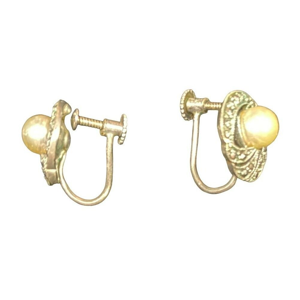 Other Vintage Real Pearl & Sterling Silver Marcasite Art Deco Scre Size ONE SIZE - 2 Thumbnail