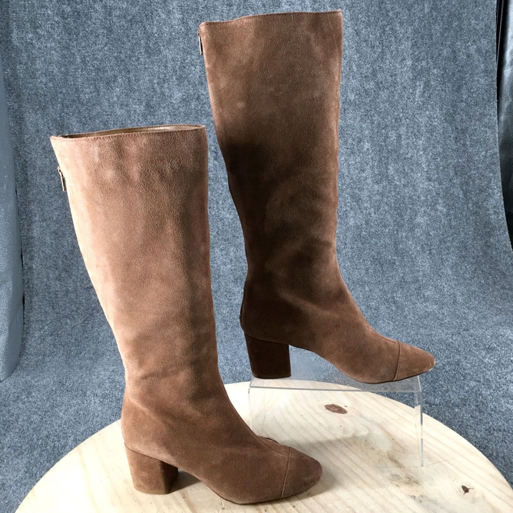 Gap GAP Boots Womens 8 Tobacco Tall Back Zip Riding Boot Brown Fabric Block Heels Size US 8 / IT 38 - 2 Thumbnail