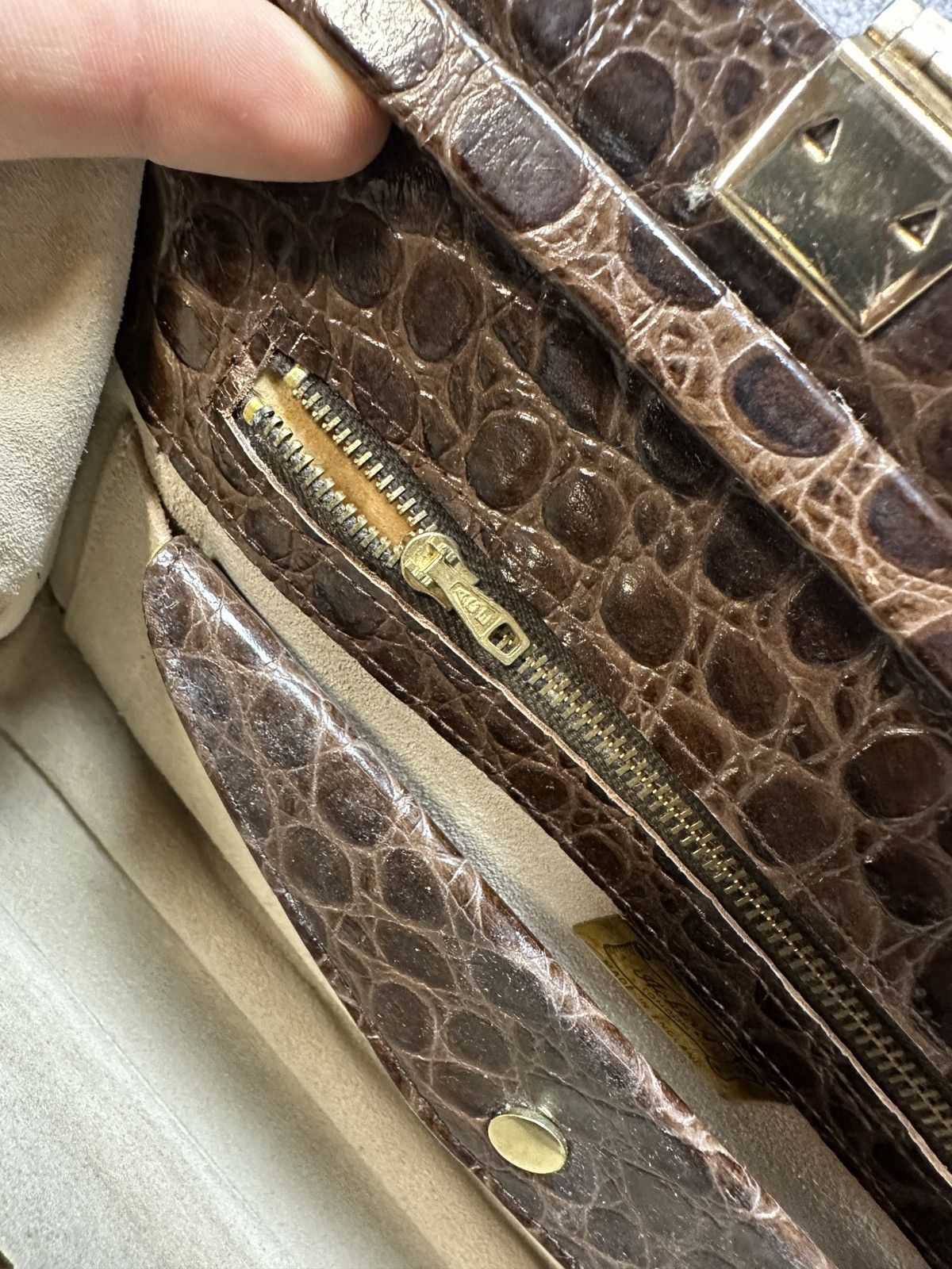 Vintage Vintage Ackery London Leather Bag Crocodile 80s Women Lux Size ONE SIZE - 4 Thumbnail