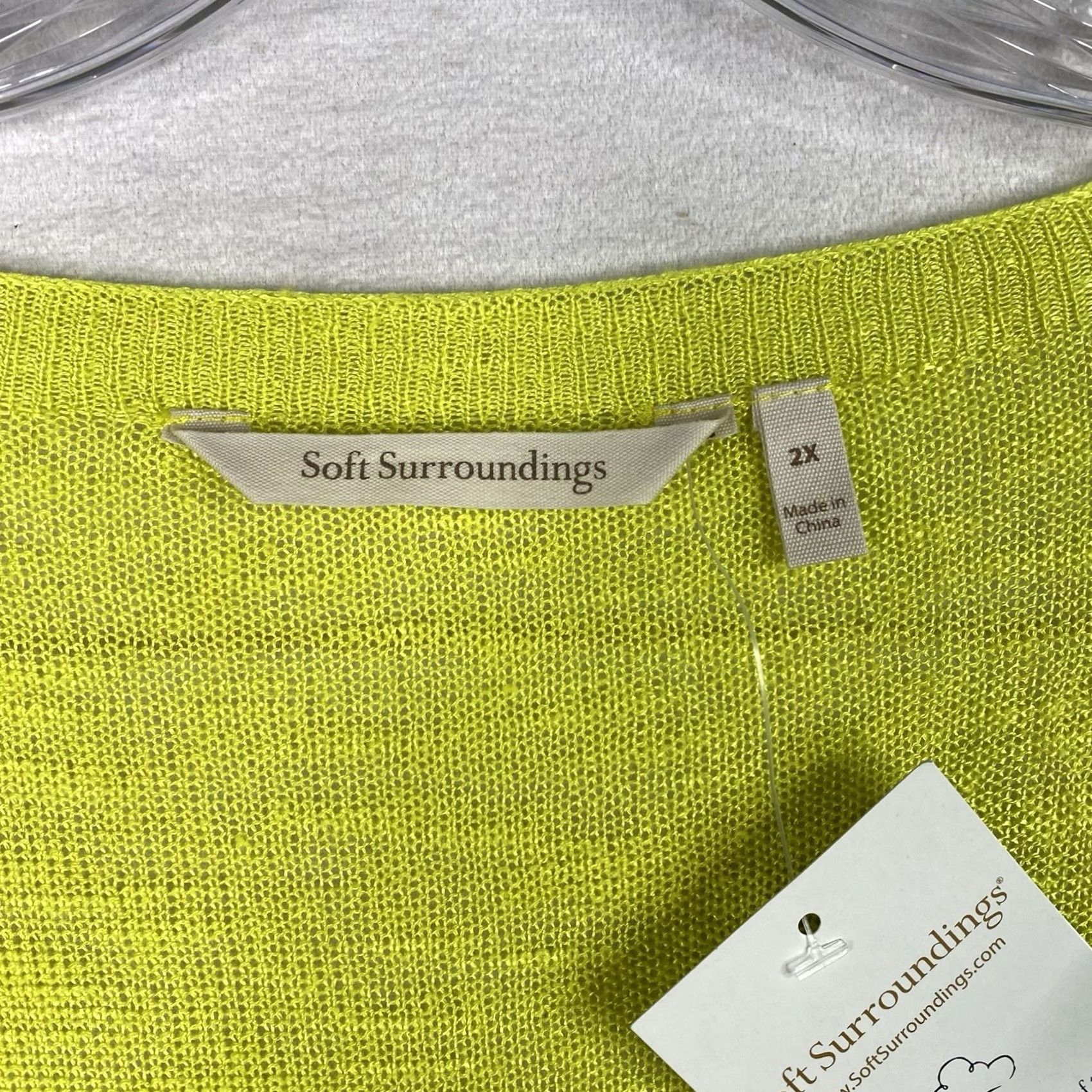 Soft Surroundings Soft Surroundings Blouse Shirt Womens 2X Yellow Linen Blend Dolman Sleeve V-Neck Pullover NWT Solid Basic Casual Party/Cocktail Travel Womens Size XXL / US 16-18 / IT 52-54 - 4 Thumbnail
