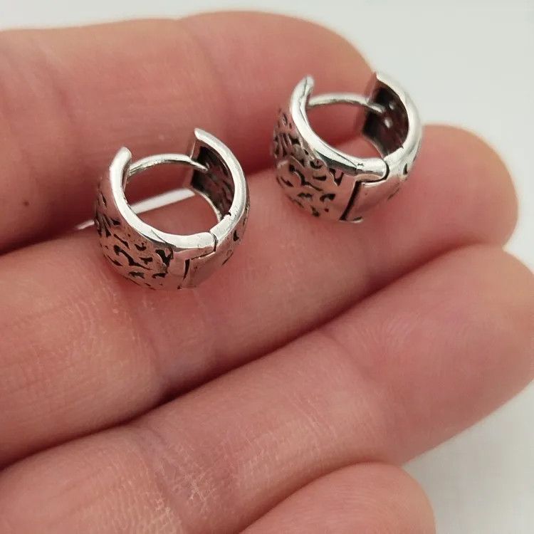 Sterling Silver 925 Sterling Silver Trendy Simple Retro Earrings Size ONE SIZE - 6 Thumbnail