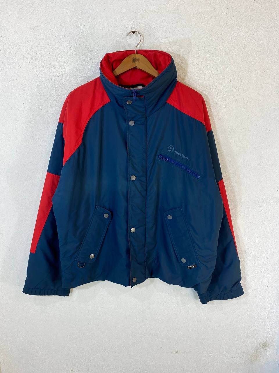 image of Vintage Sergio Tacchini Goretex Jacket Nice Design in Red Blue, Men's (Size 2XL)