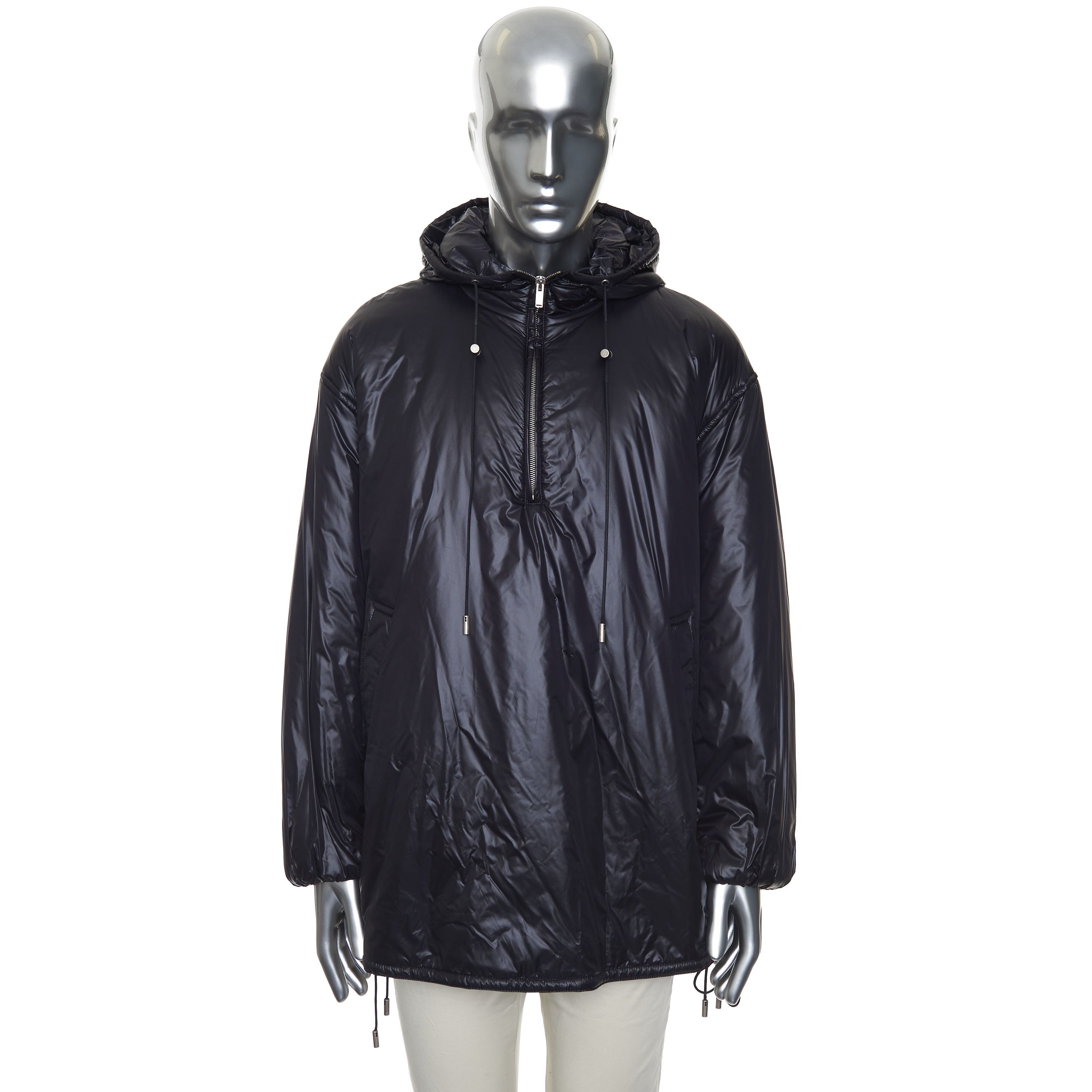 Saint Laurent Paris Hooded Anorak Jacket In Black Nylon With YSL Embroidery Size US S / EU 44-46 / 1 - 9 Thumbnail