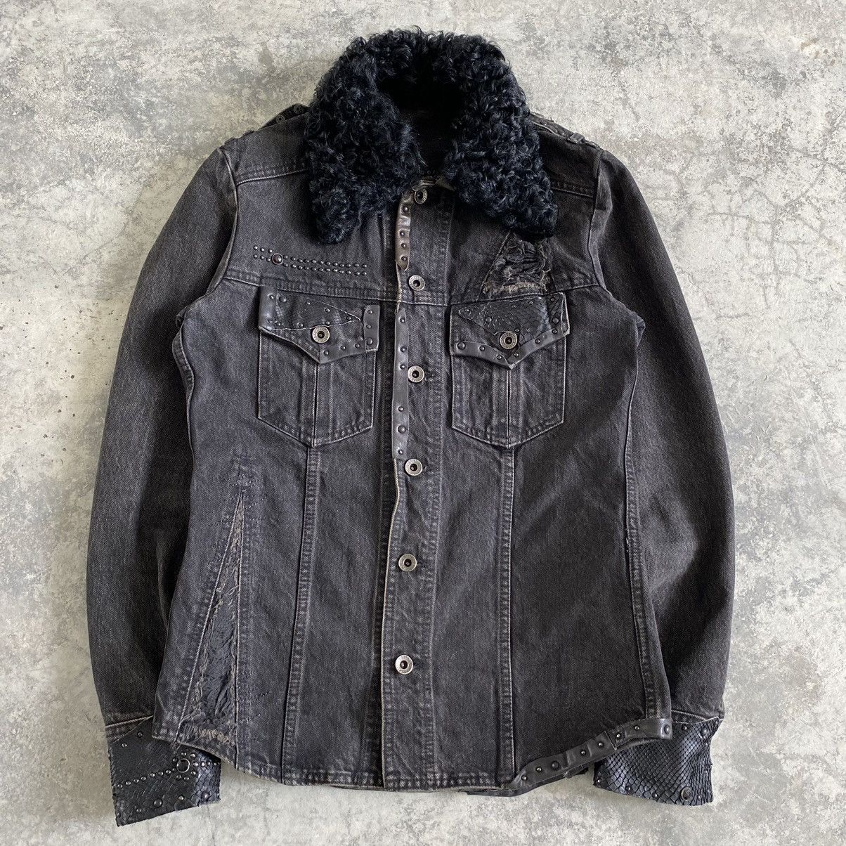 5351 POUR LES HOMMES 5351 Pour Les Homme Studded Distressed Fur Denim Jacket Size US S / EU 44-46 / 1 - 2 Thumbnail