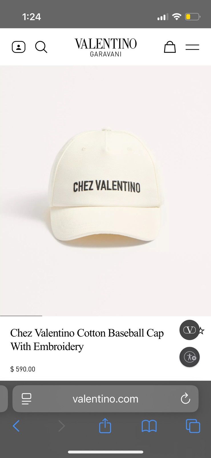 Valentino Chez Valentino Cotton Baseball Cap Size ONE SIZE - 7 Thumbnail