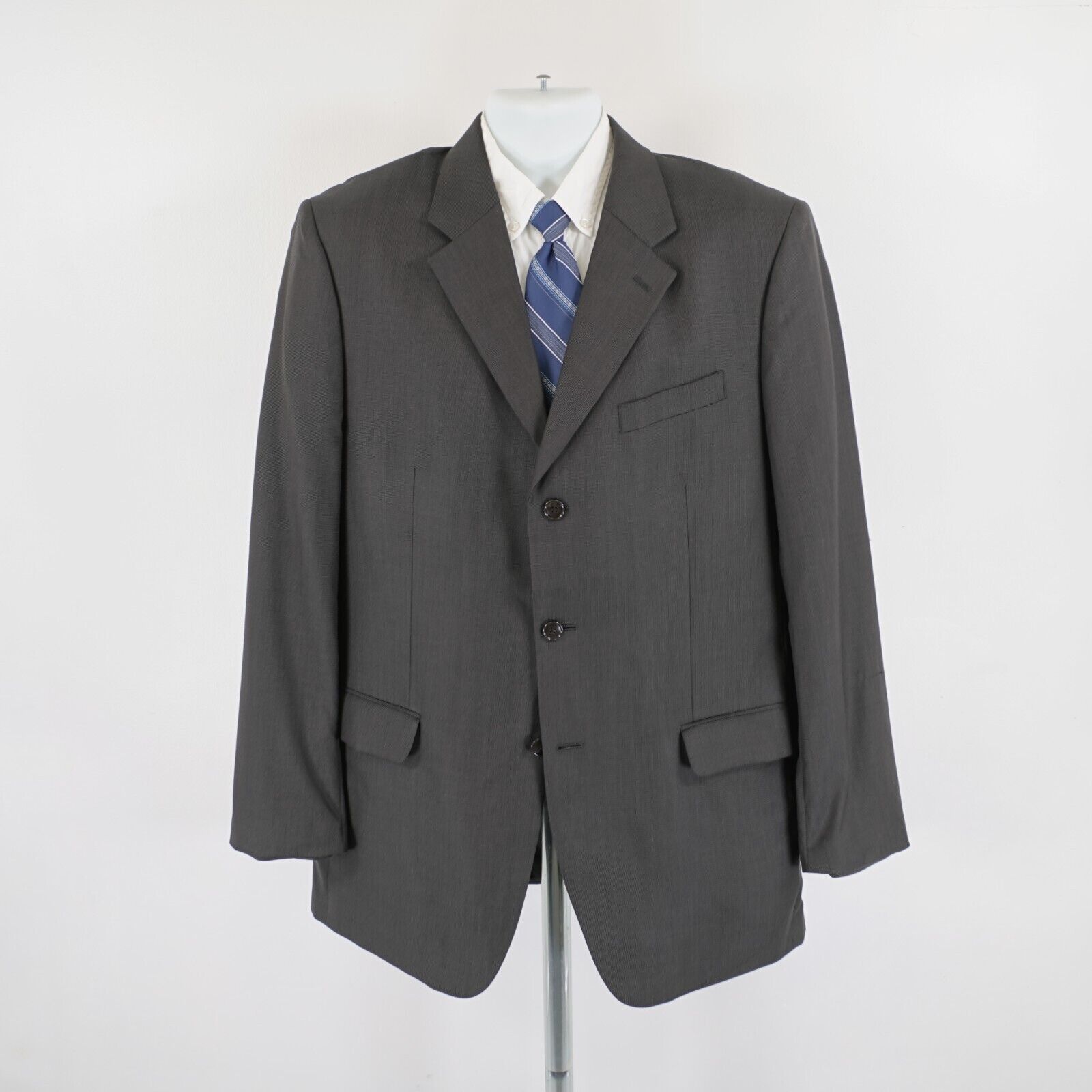 Jones New York Jones New York Wool Silk Brown Black Nailshead 3 Button Blaz Size 44L - 4 Thumbnail